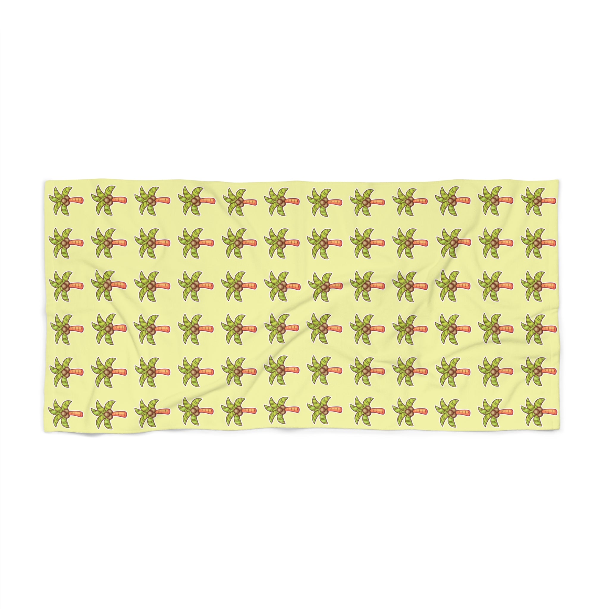 Coconut Palm Pattern Beach Towel — Tropical Summer Pool & Beach Towel - Tropical Yellow