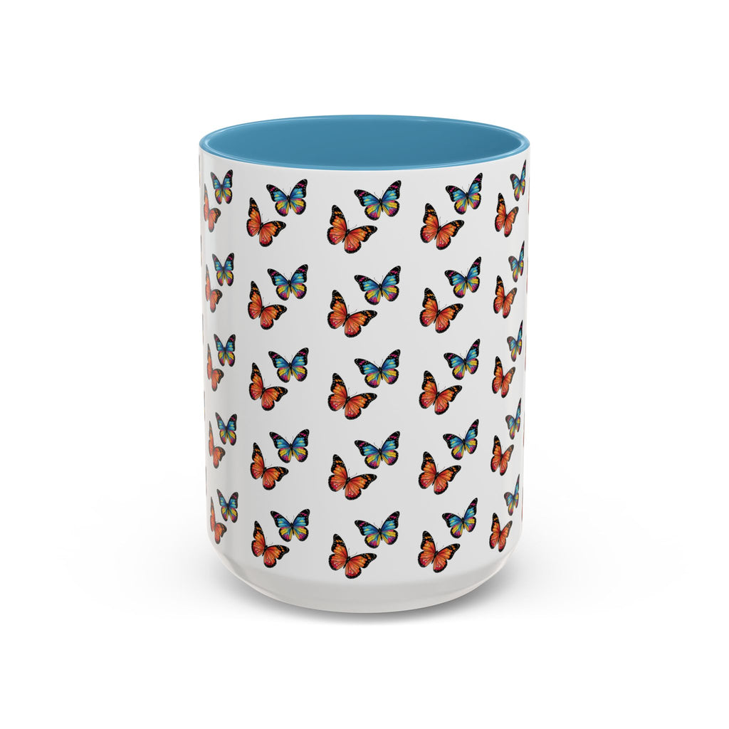 Butterfly Pattern Coffee Mug — Colorful Sunset Butterflies, 11/15oz