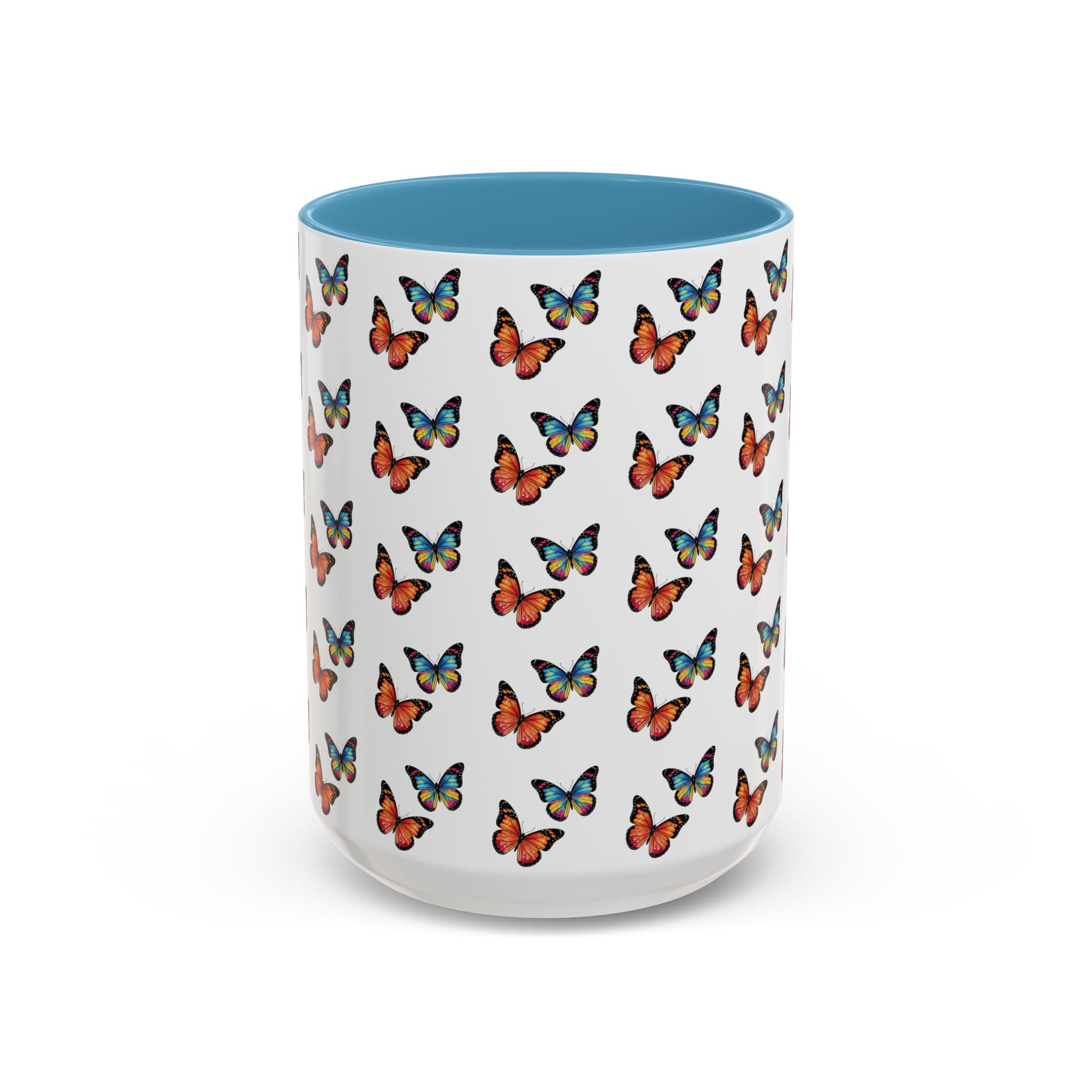 Butterfly Pattern Coffee Mug — Colorful Sunset Butterflies, 11/15oz