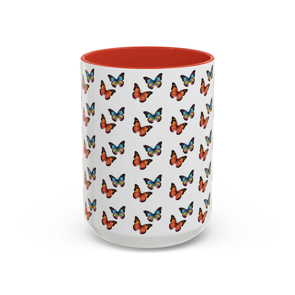 Butterfly Pattern Coffee Mug — Colorful Sunset Butterflies, 11/15oz