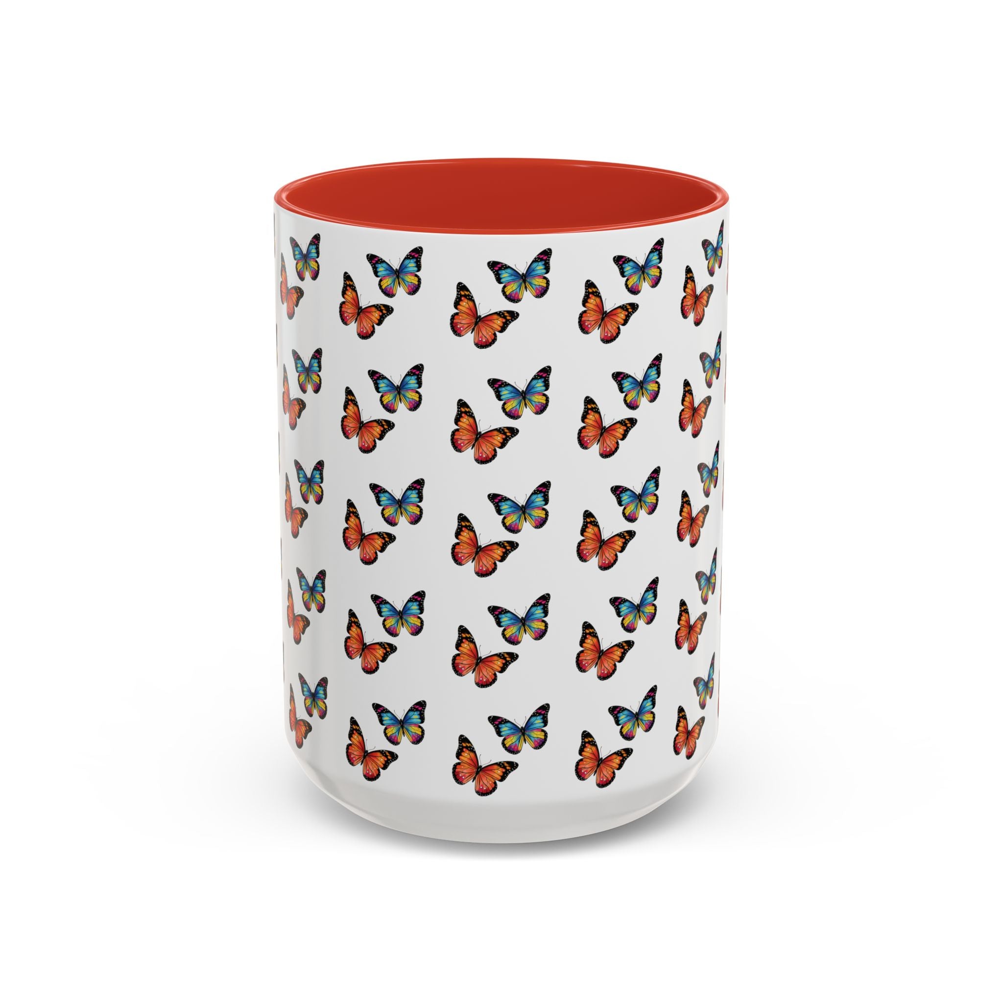 Butterfly Pattern Coffee Mug — Colorful Sunset Butterflies, 11/15oz