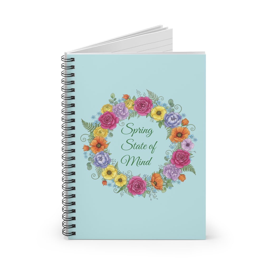 Spring State of Mind Floral Spiral Notebook - Light Blue Cover