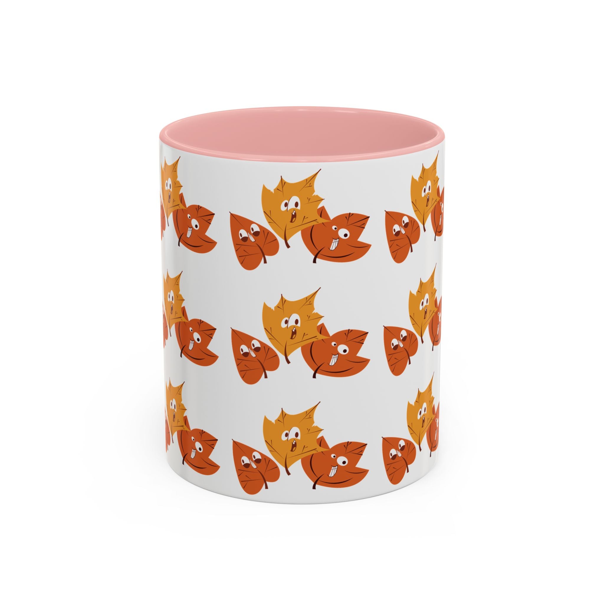 Smiley Autumn Leaves Accent Coffee Mug (11, 15oz)