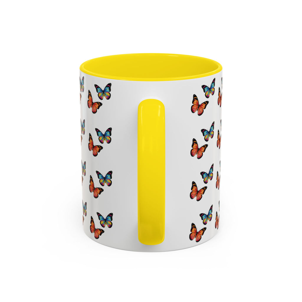 Butterfly Pattern Coffee Mug — Colorful Sunset Butterflies, 11/15oz