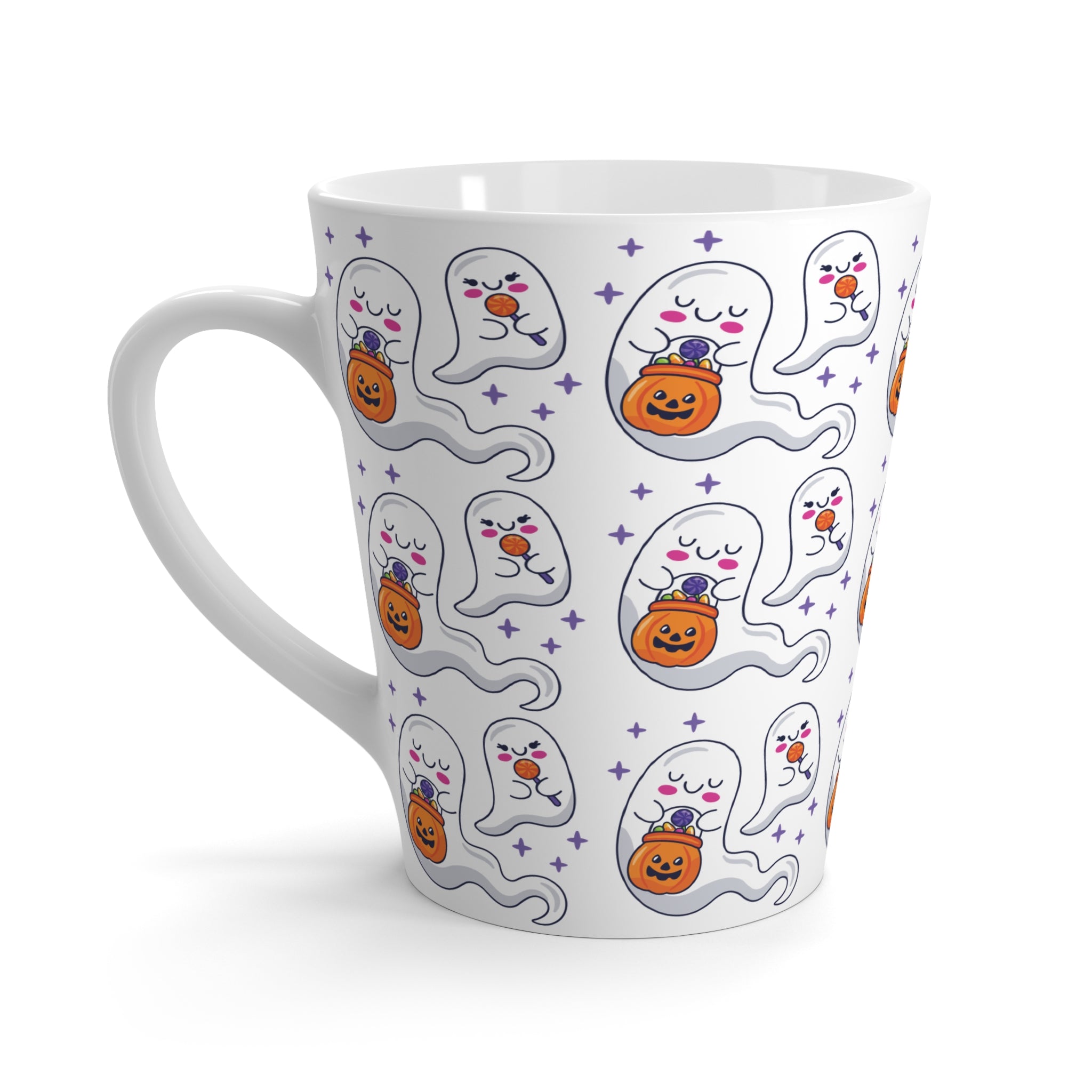 Halloween Ghosts Holding Treats Latte Mug