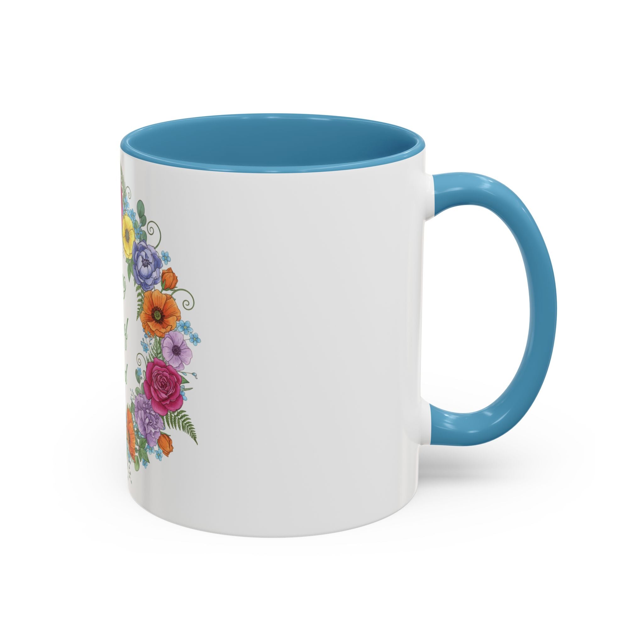 ''Spring State of Mind'' Coffee Mug — Floral Wreath Accent Cup 11/15oz