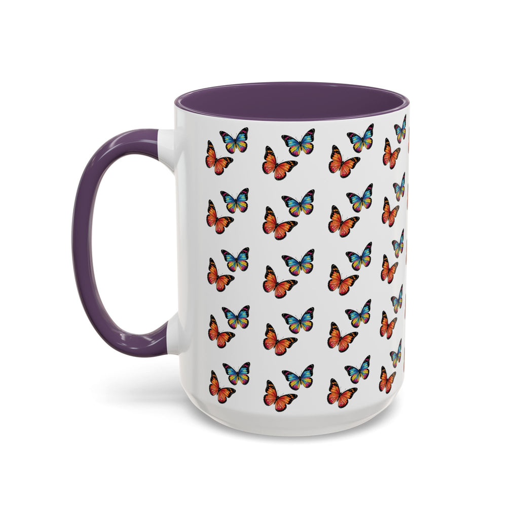 Butterfly Pattern Coffee Mug — Colorful Sunset Butterflies, 11/15oz