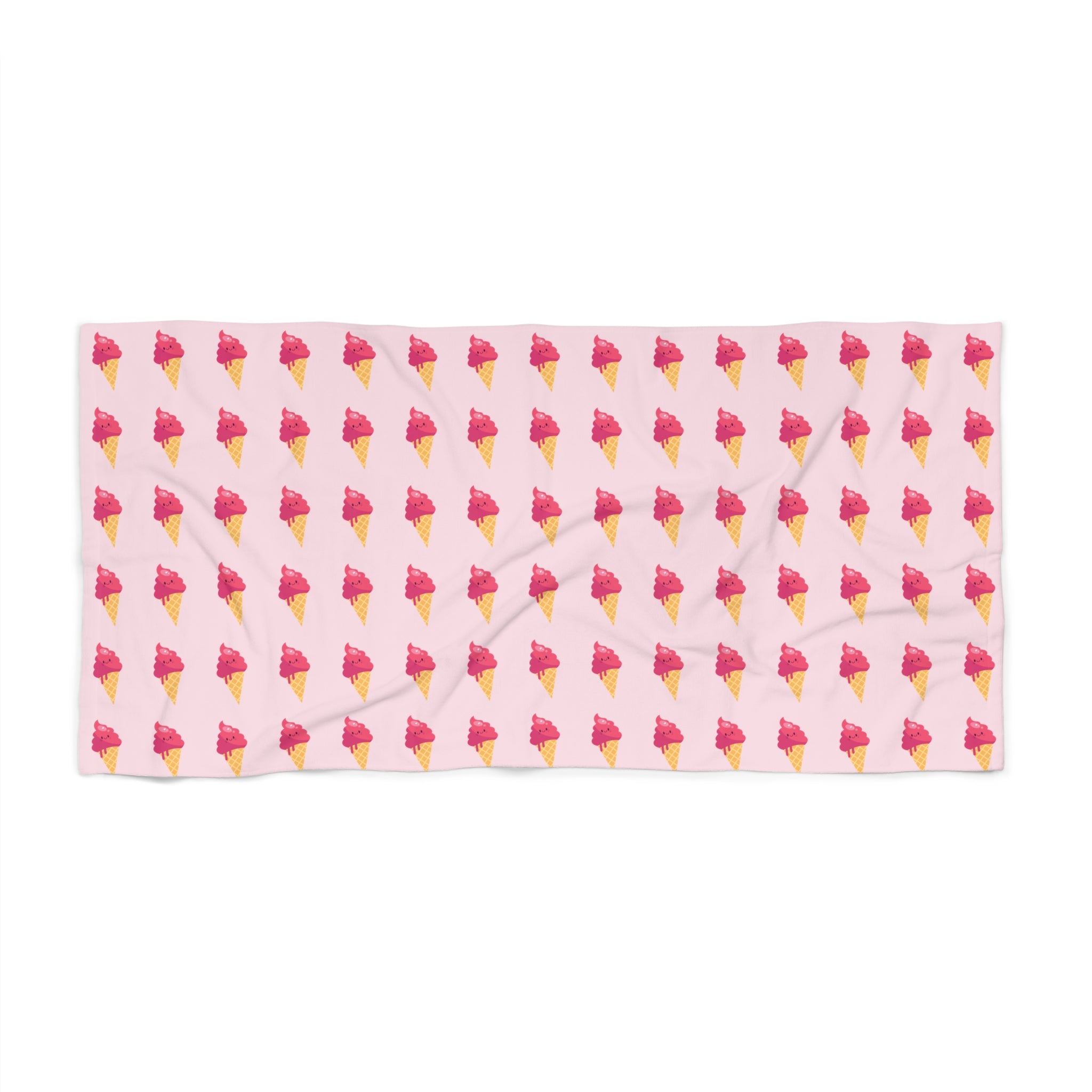 Pink Ice Cream Beach Towel —  Summer Scoop Print - Lilac Background