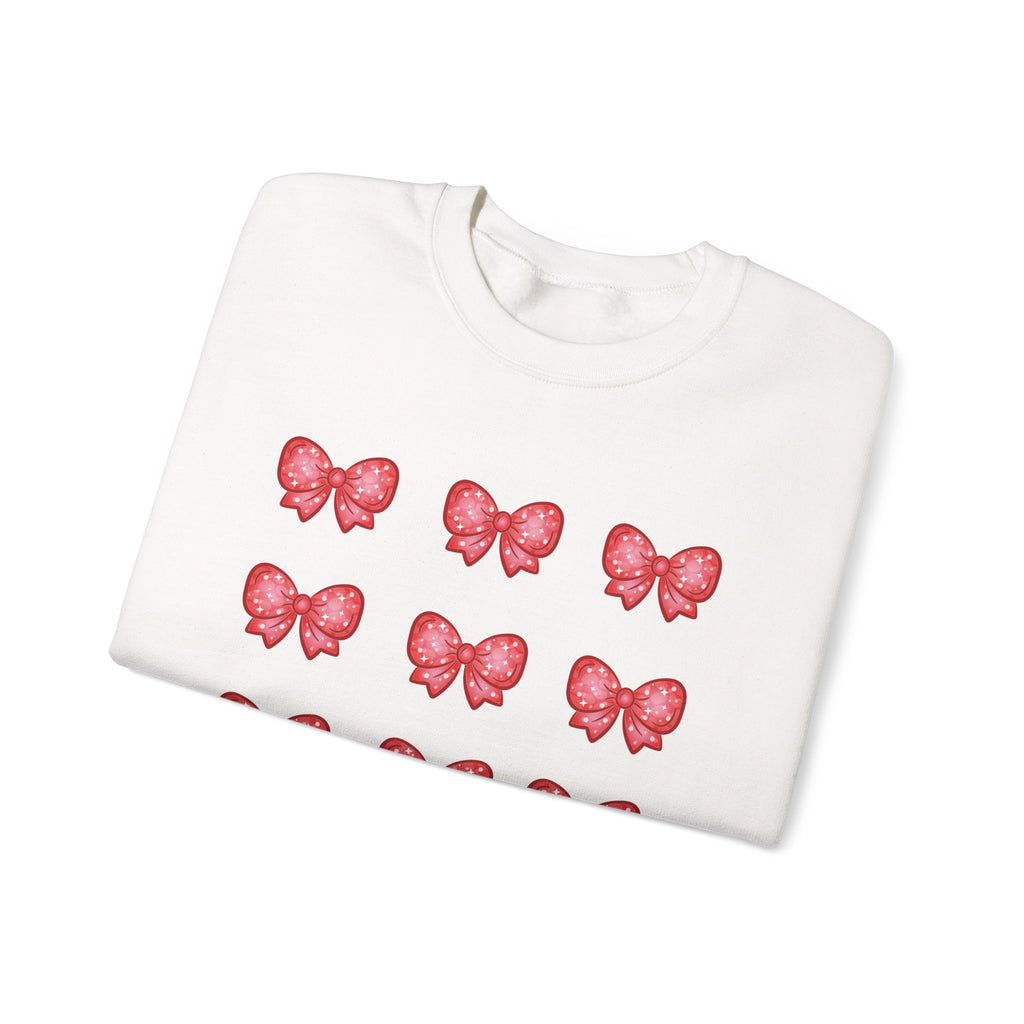 Glittery Red Bow Pattern Crewneck Sweatshirt