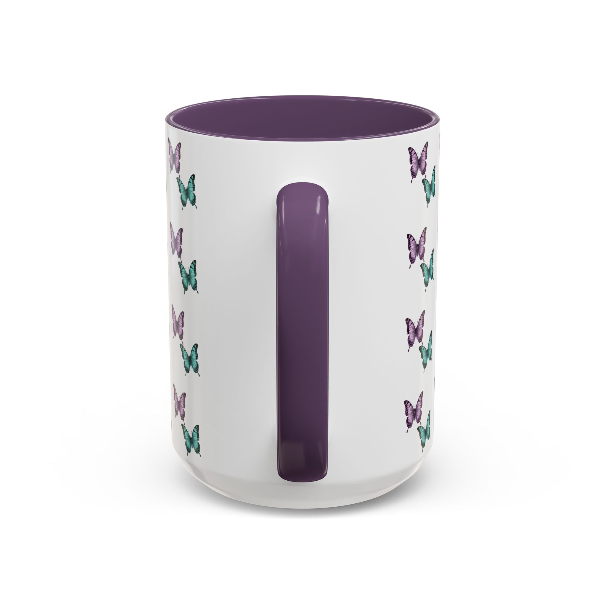Butterfly Pattern Coffee Mug —  Purple & Turquoise Spring Ceramic Mug (11/15oz)