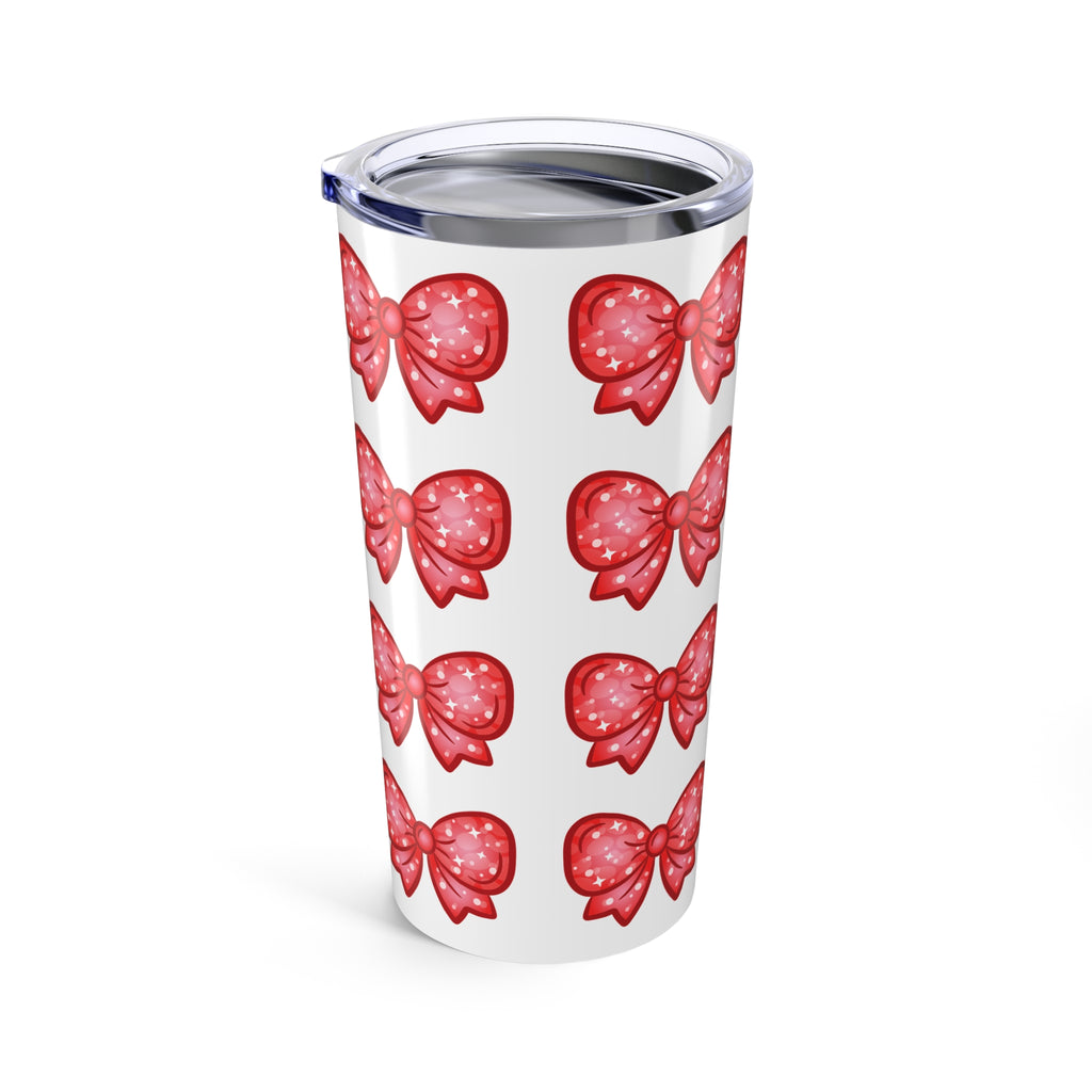 Glittery Red Bow Pattern Tumbler