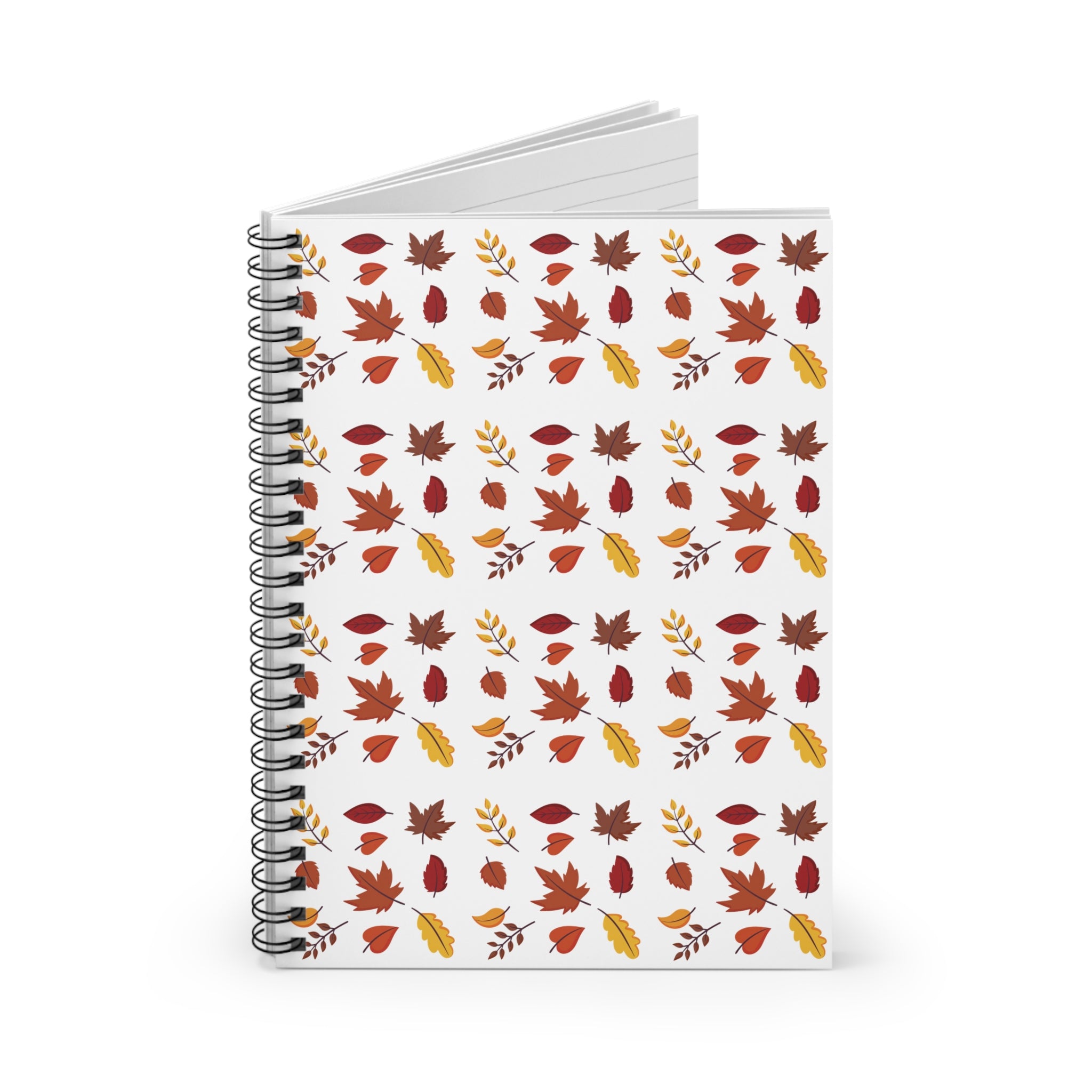 Autumn Leaves Spiral Notebook - Ruled Line White