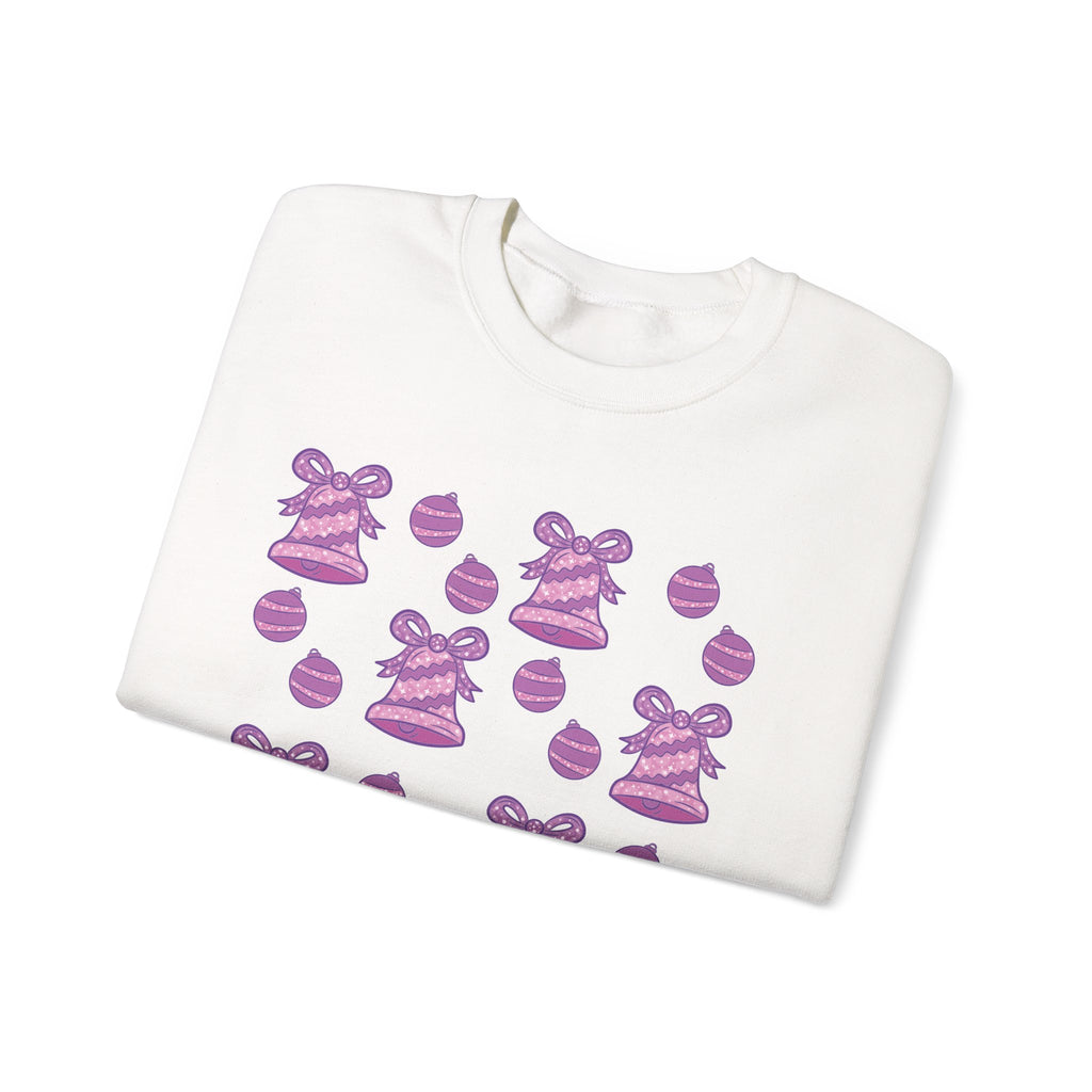 Glittery Purple-Pink Holiday Pattern Crewneck Sweatshirt