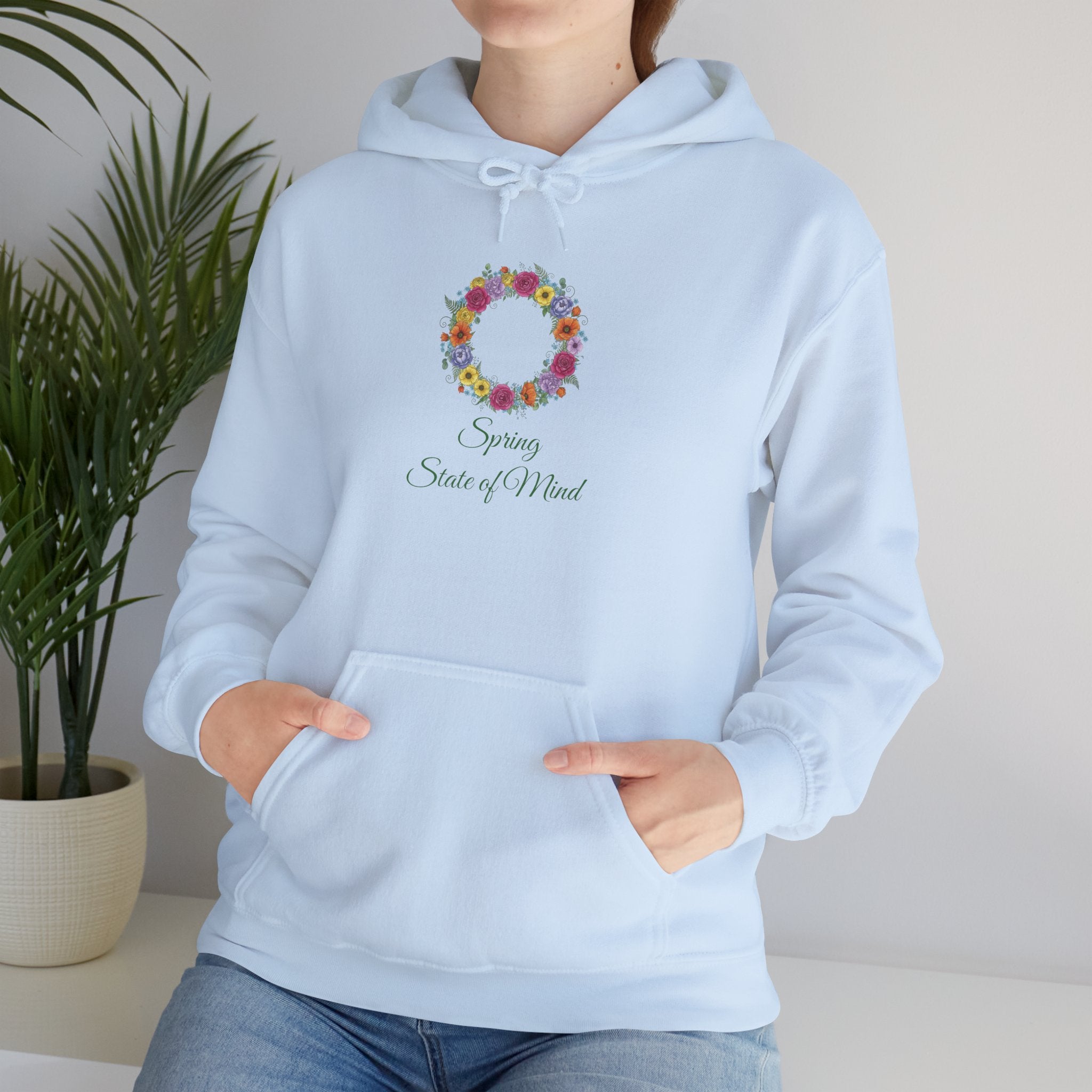 ''Spring State of Mind'' Hoodie —  Floral Wreath Spring Pullover