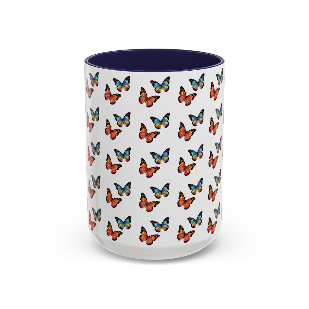 Butterfly Pattern Coffee Mug — Colorful Sunset Butterflies, 11/15oz