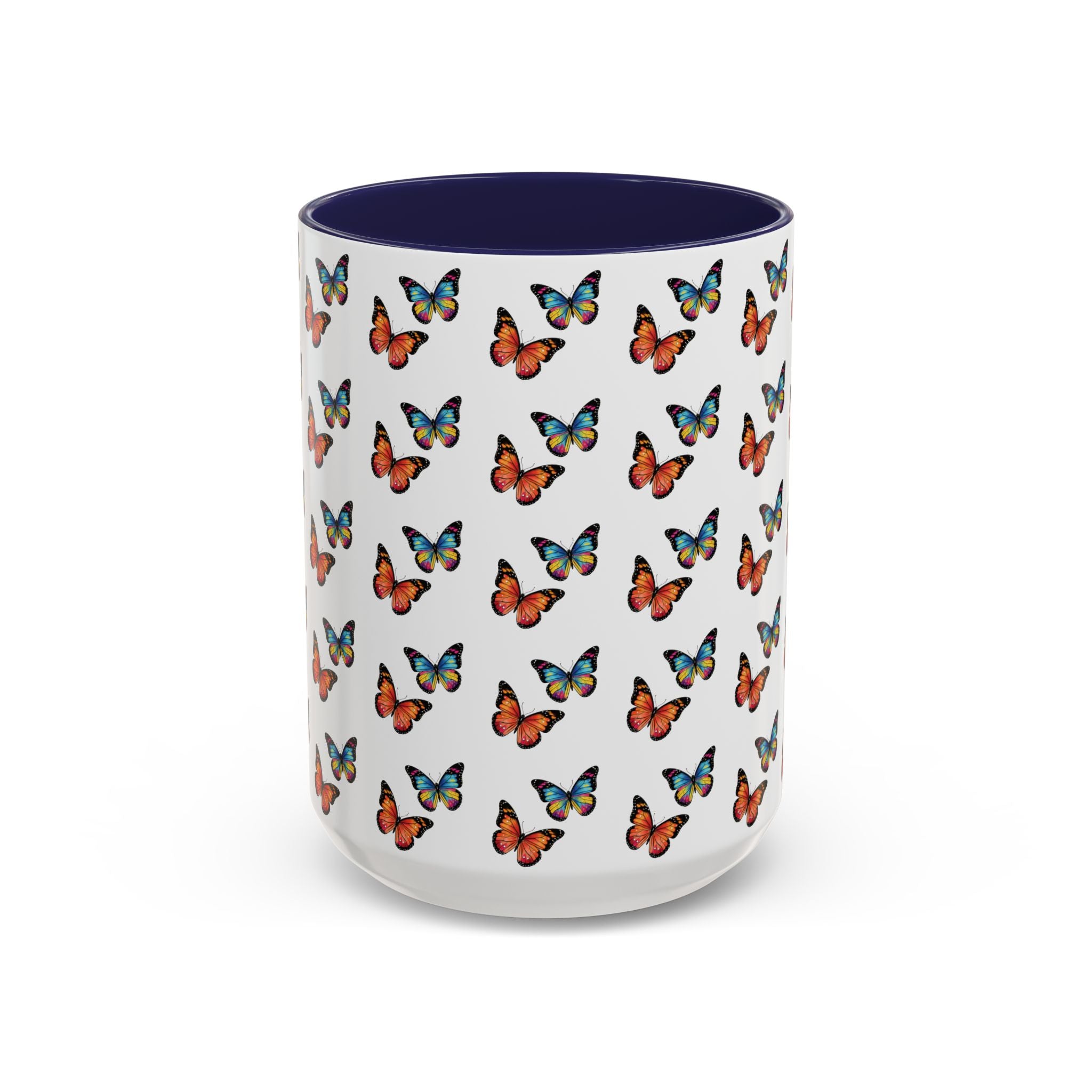 Butterfly Pattern Coffee Mug — Colorful Sunset Butterflies, 11/15oz
