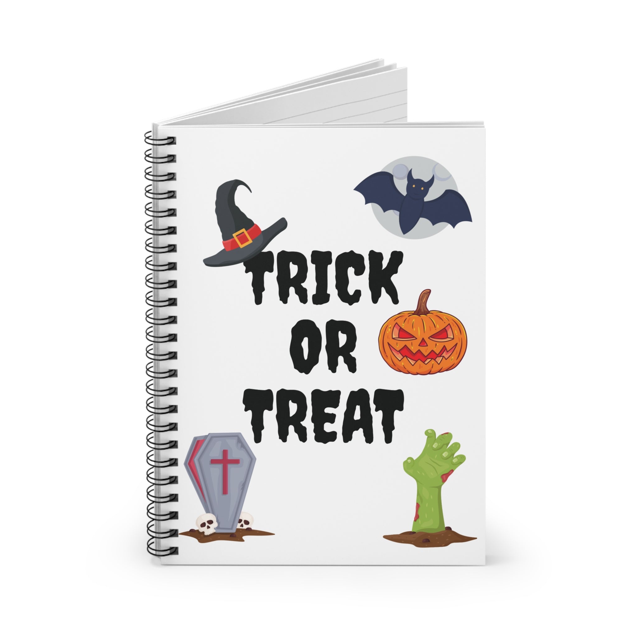 Trick or Treat Spiral Notebook - Ruled Line - White