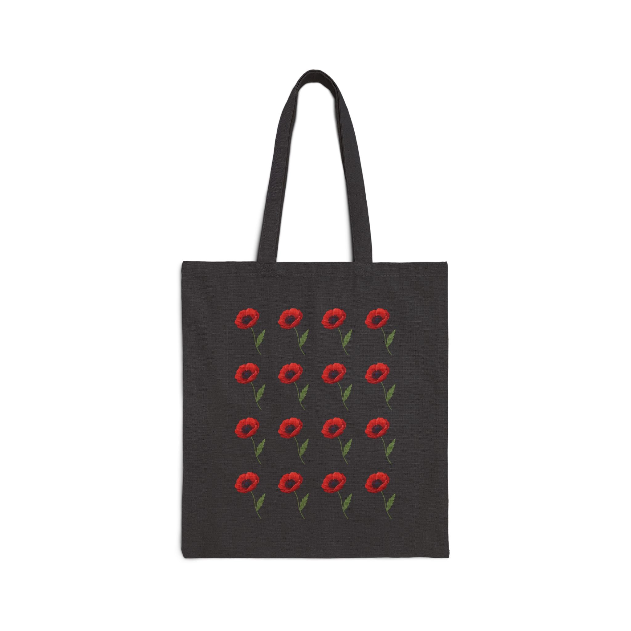 Poppy Pattern Cotton Tote Bag — Floral Canvas Tote