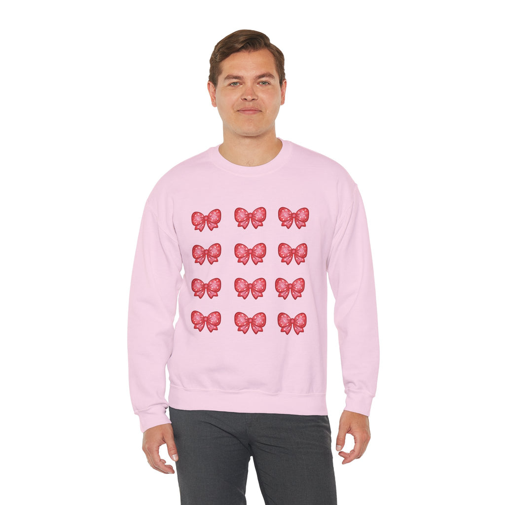 Glittery Red Bow Pattern Crewneck Sweatshirt
