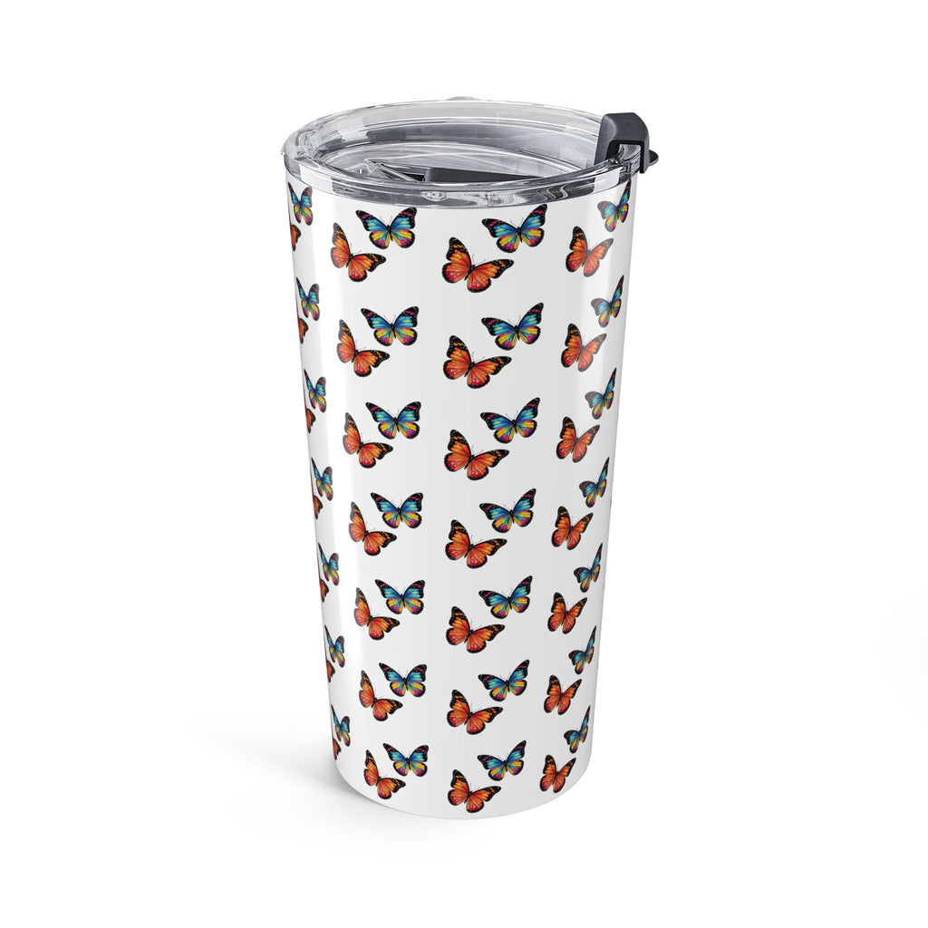 Butterfly Pattern Tumbler - Colorful Sunset Butterflies Insulated Travel Cup