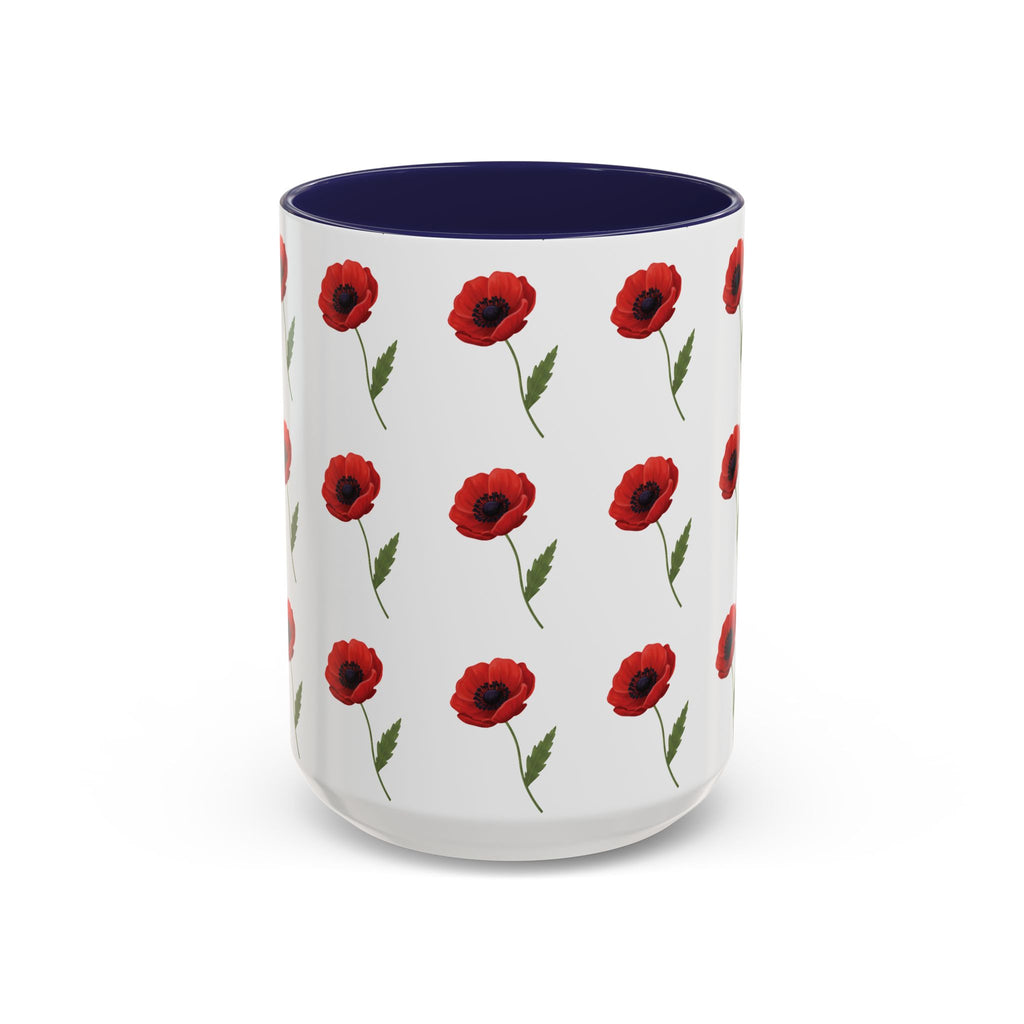 Poppy Pattern Coffee Mug — Red Floral Ceramic 11/15oz