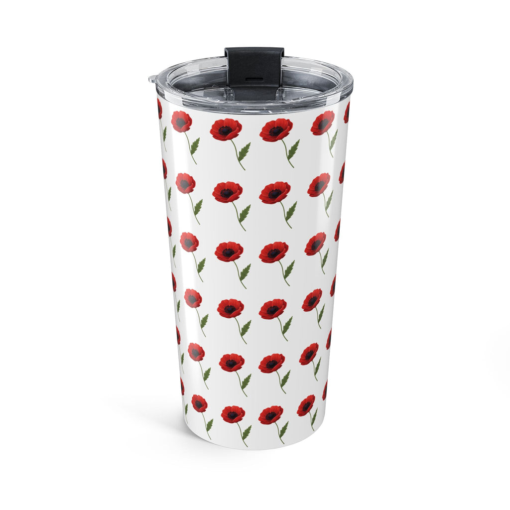 Poppy Pattern Stainless Tumbler — Floral Travel Cup