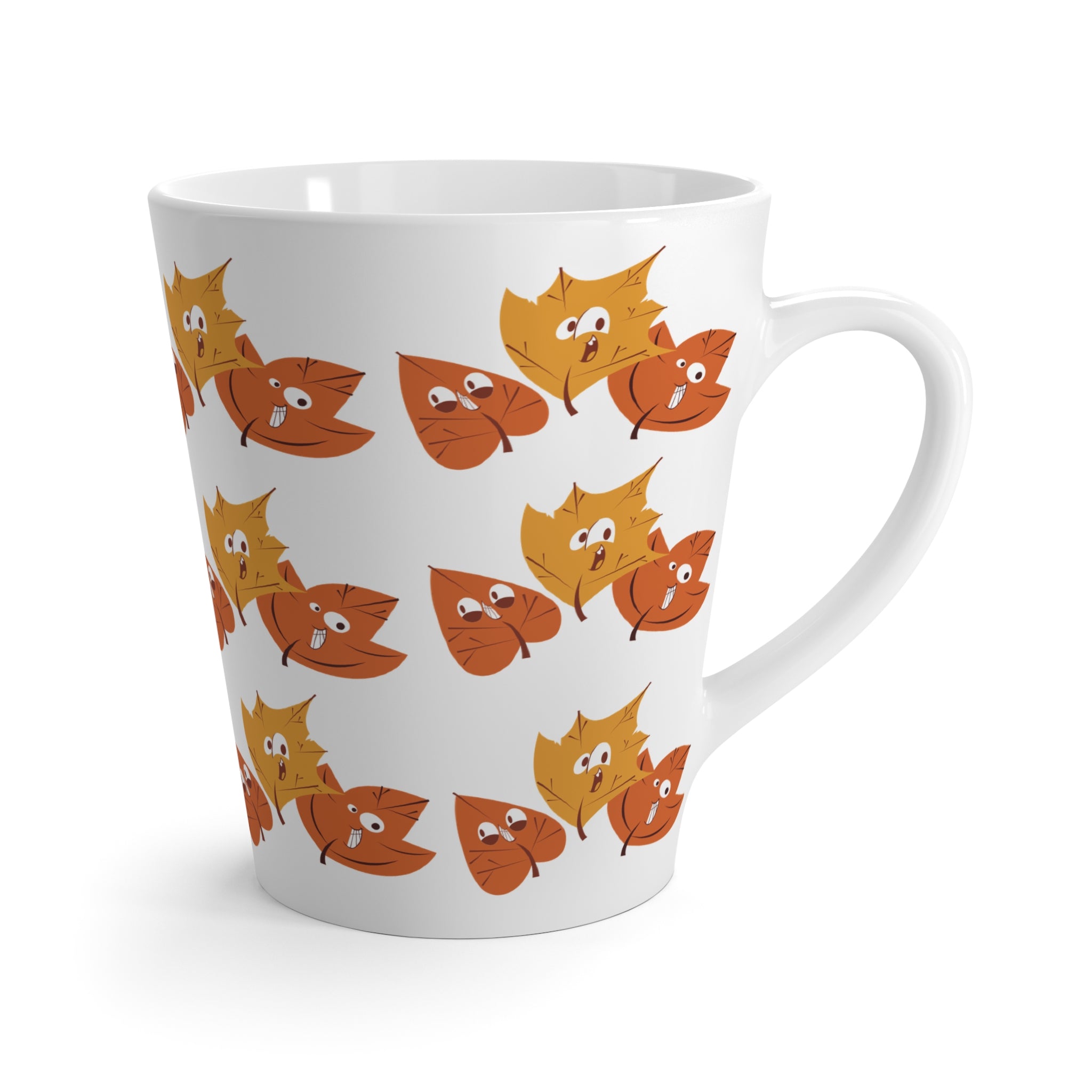 Smiley Autumn Leaves Latte Mug