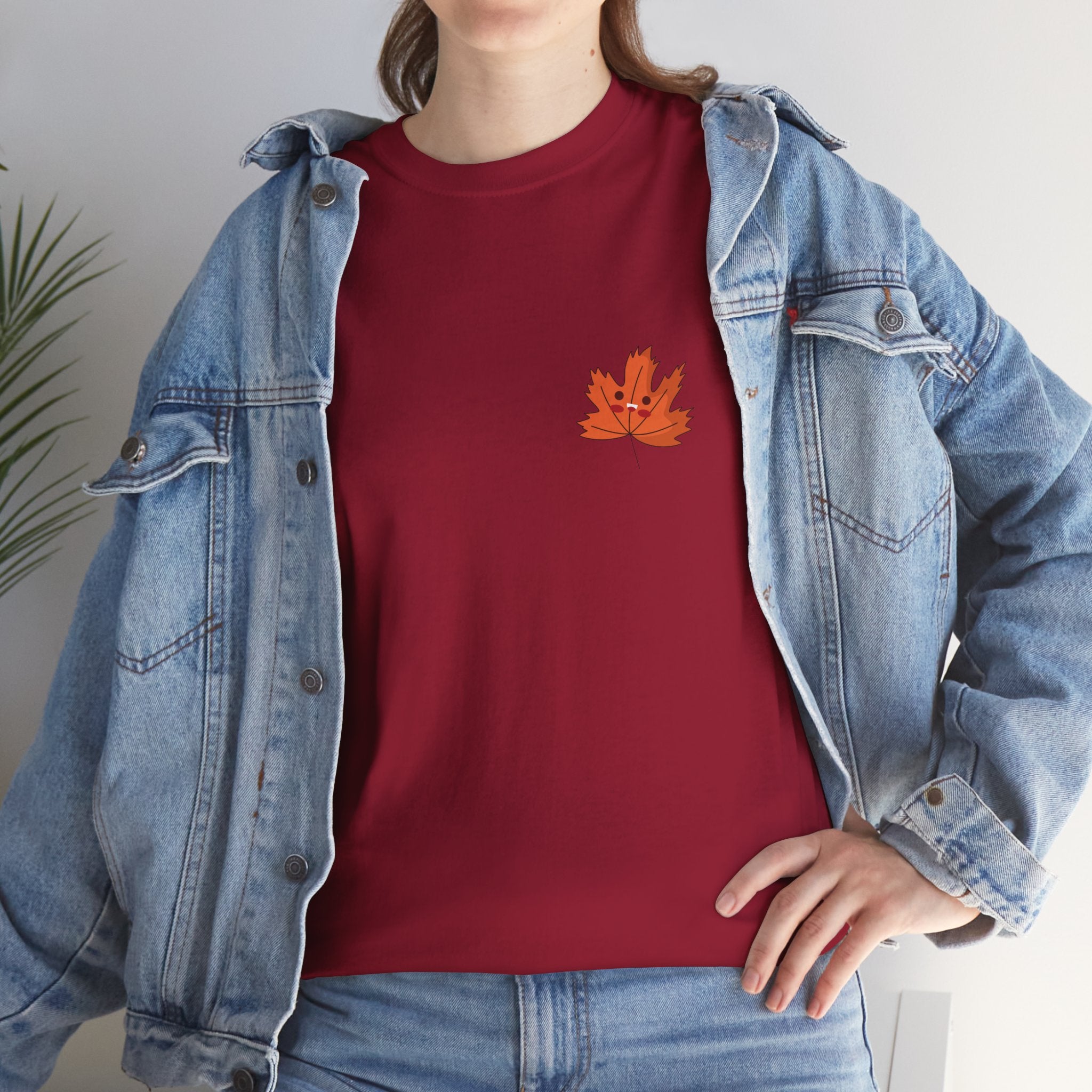 Cute Autumn Leaf Unisex Heavy Cotton Tee