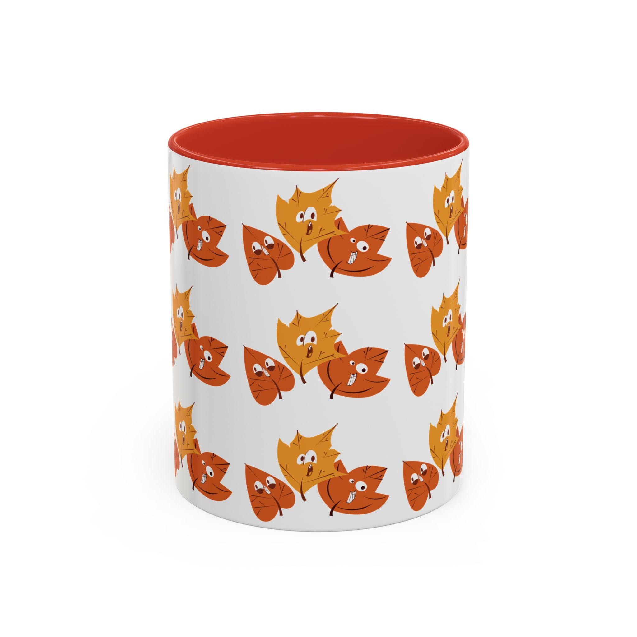 Smiley Autumn Leaves Accent Coffee Mug (11, 15oz)