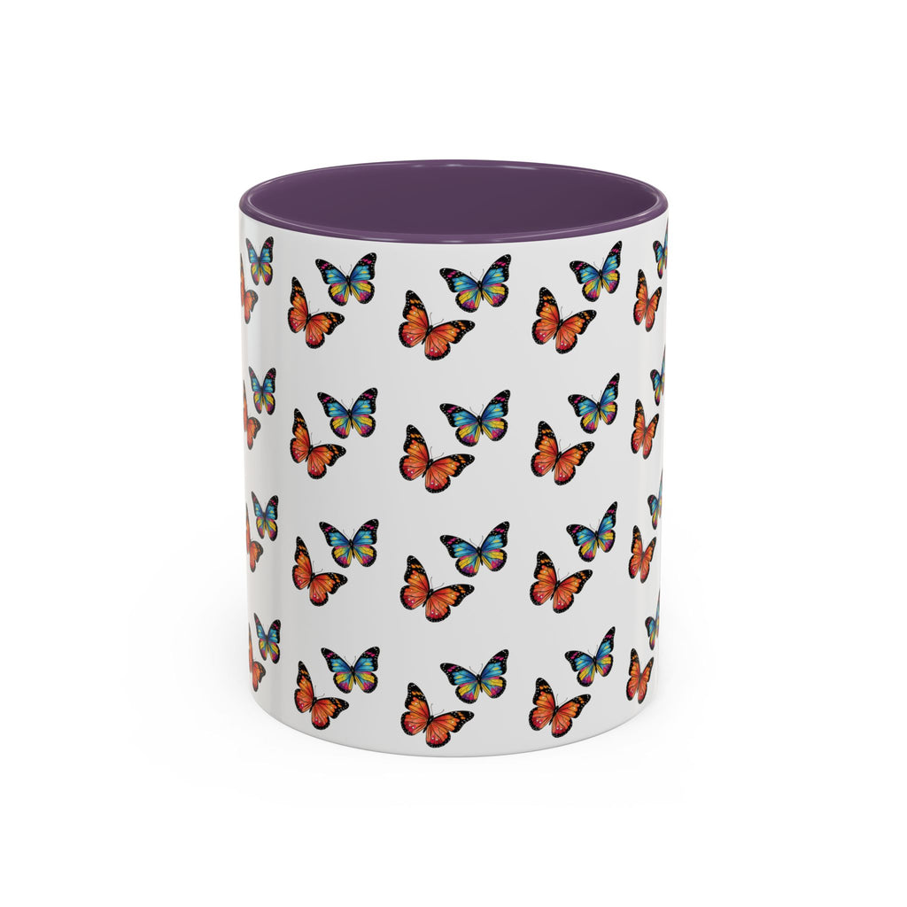 Butterfly Pattern Coffee Mug — Colorful Sunset Butterflies, 11/15oz