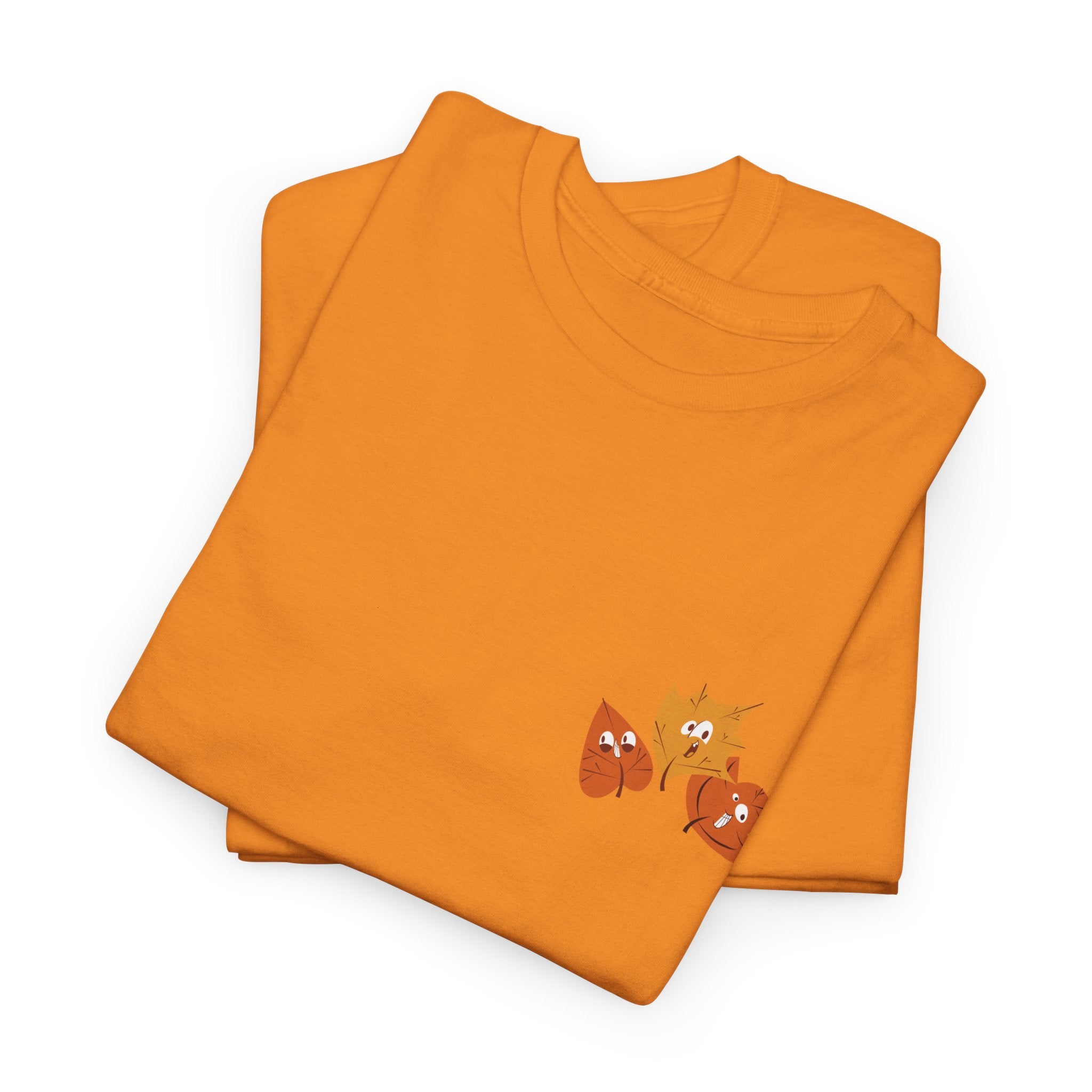 Smiley Autumn Leaves Unisex Heavy Cotton Tee
