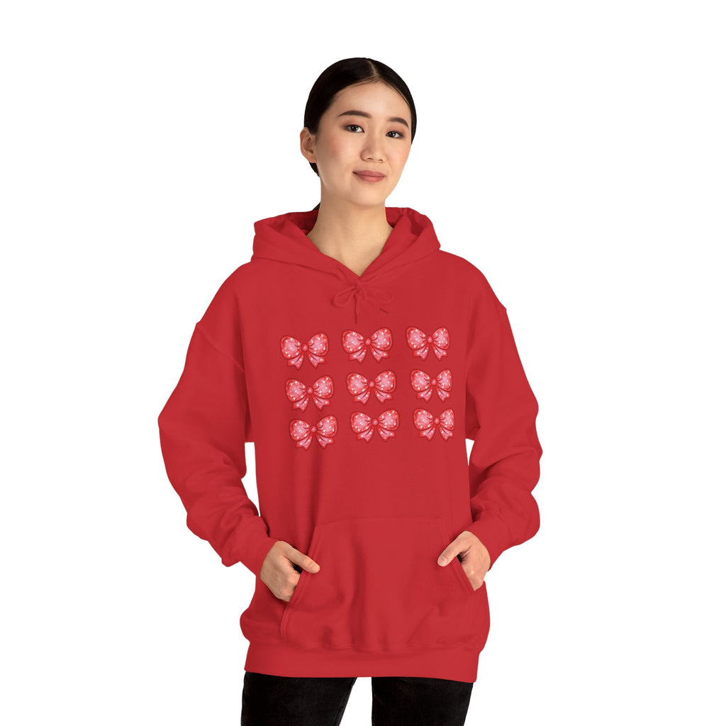 Glittery Red Bow Pattern Hoodie