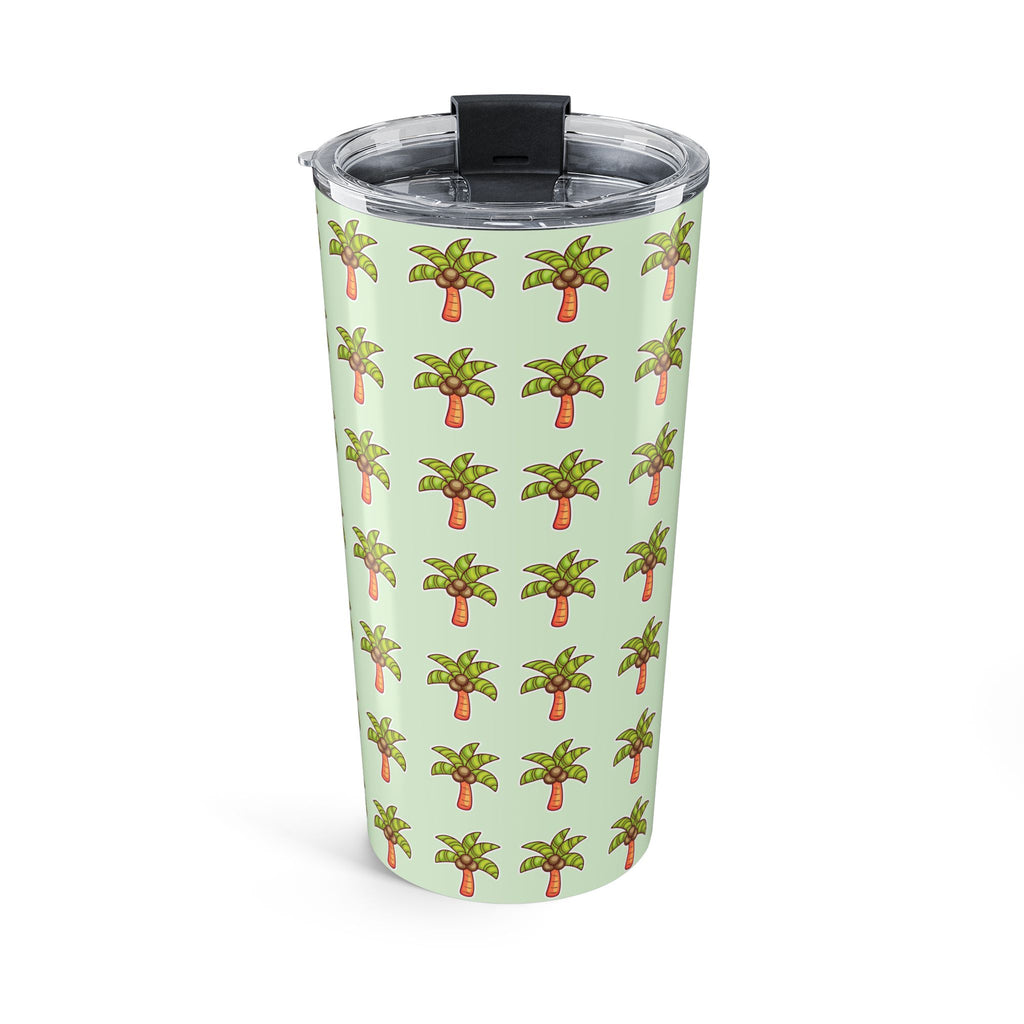 Palm Tree Pattern Tumbler — Tropical Travel Coffee Cup - Mint