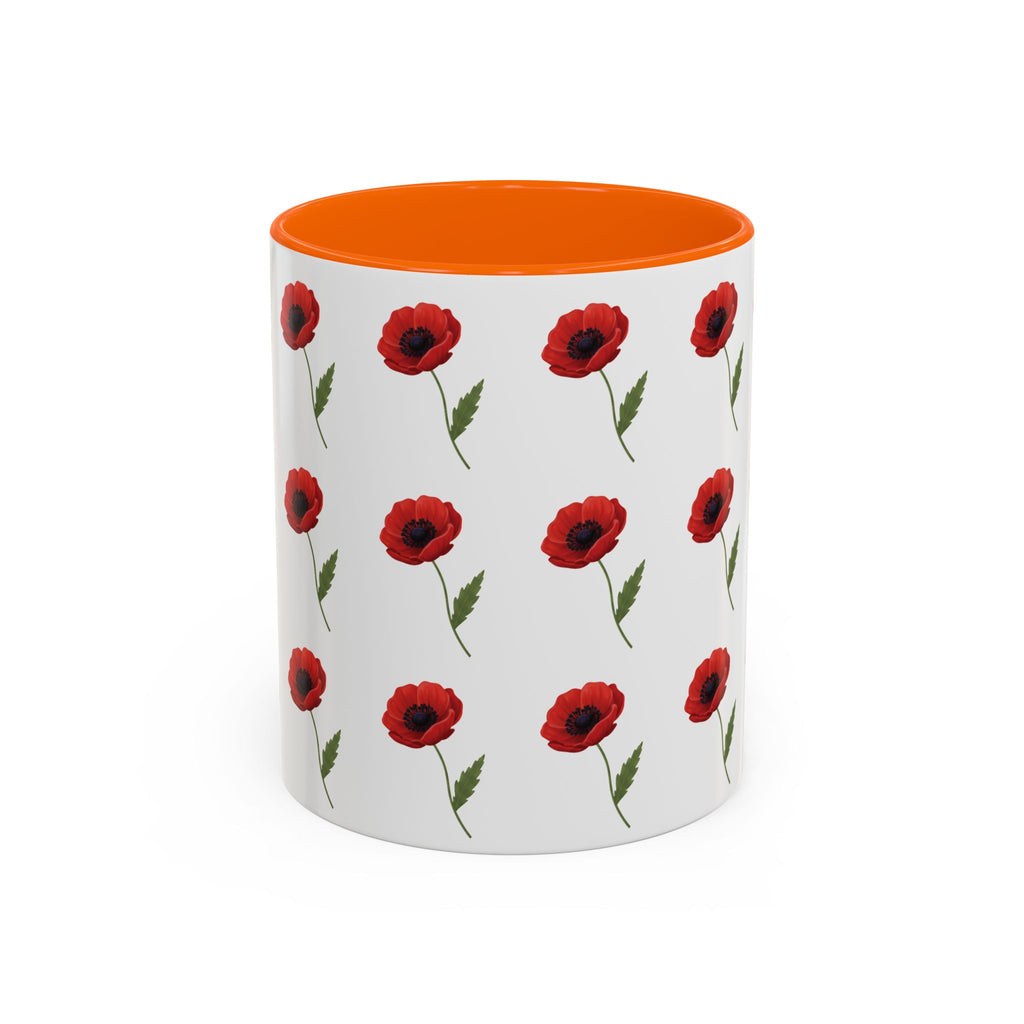 Poppy Pattern Coffee Mug — Red Floral Ceramic 11/15oz