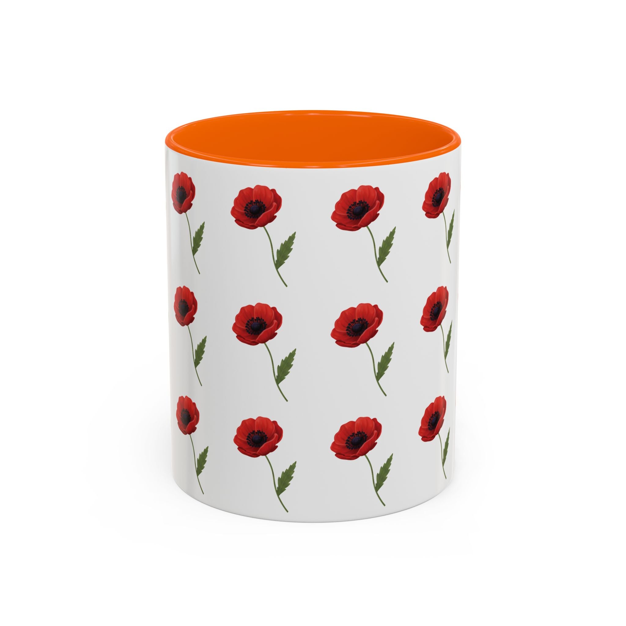 Poppy Pattern Coffee Mug — Red Floral Ceramic 11/15oz