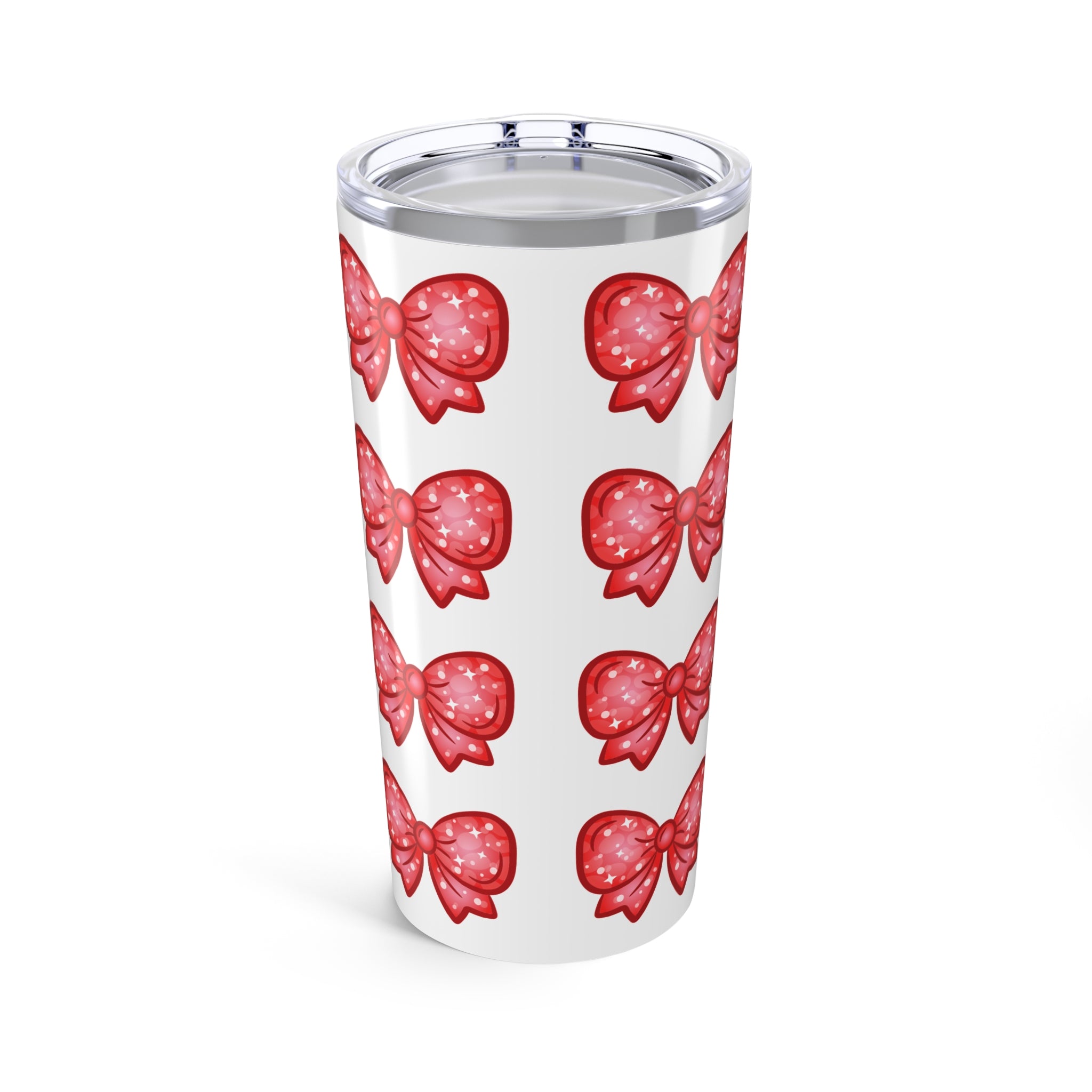 Glittery Red Bow Pattern Tumbler