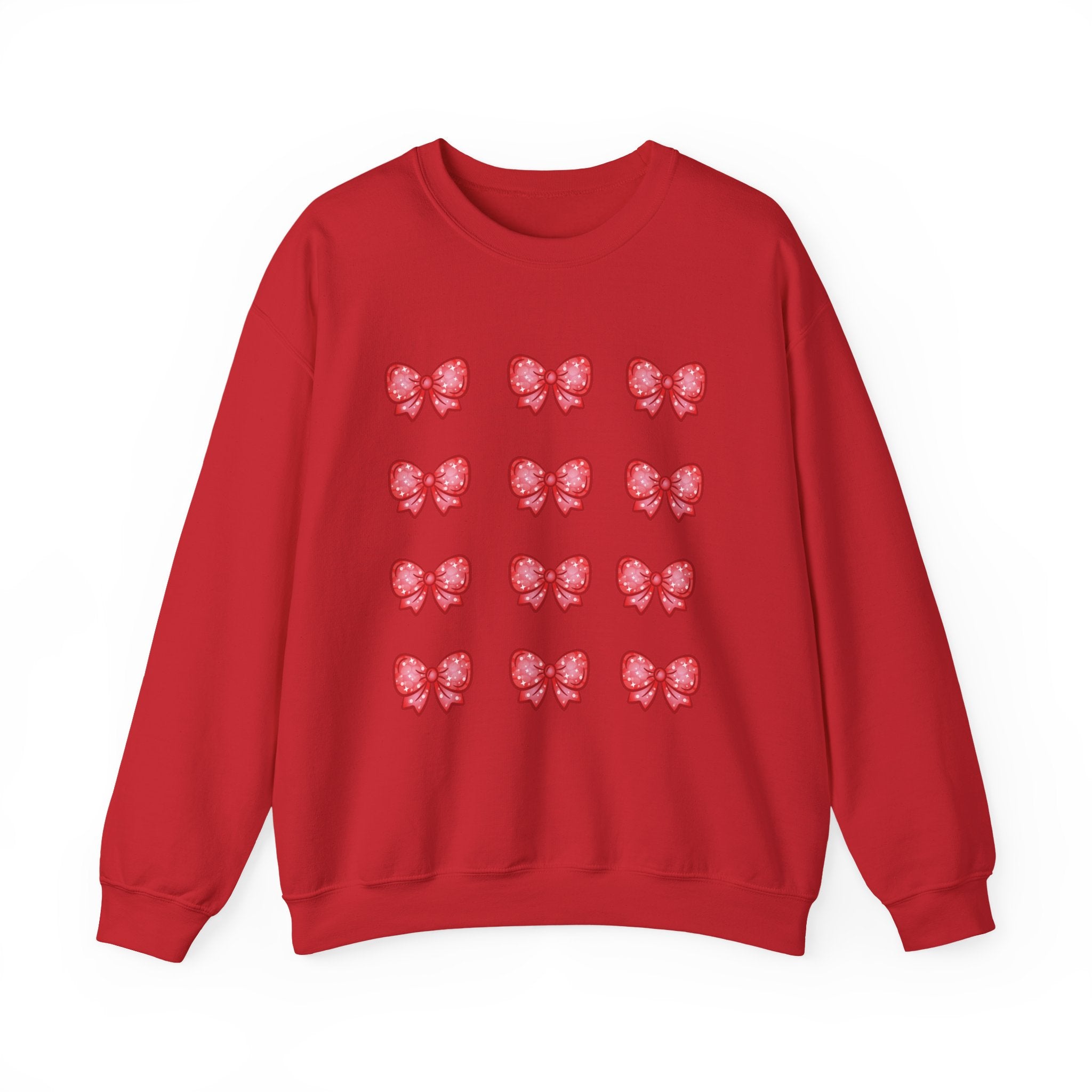 Glittery Red Bow Pattern Crewneck Sweatshirt