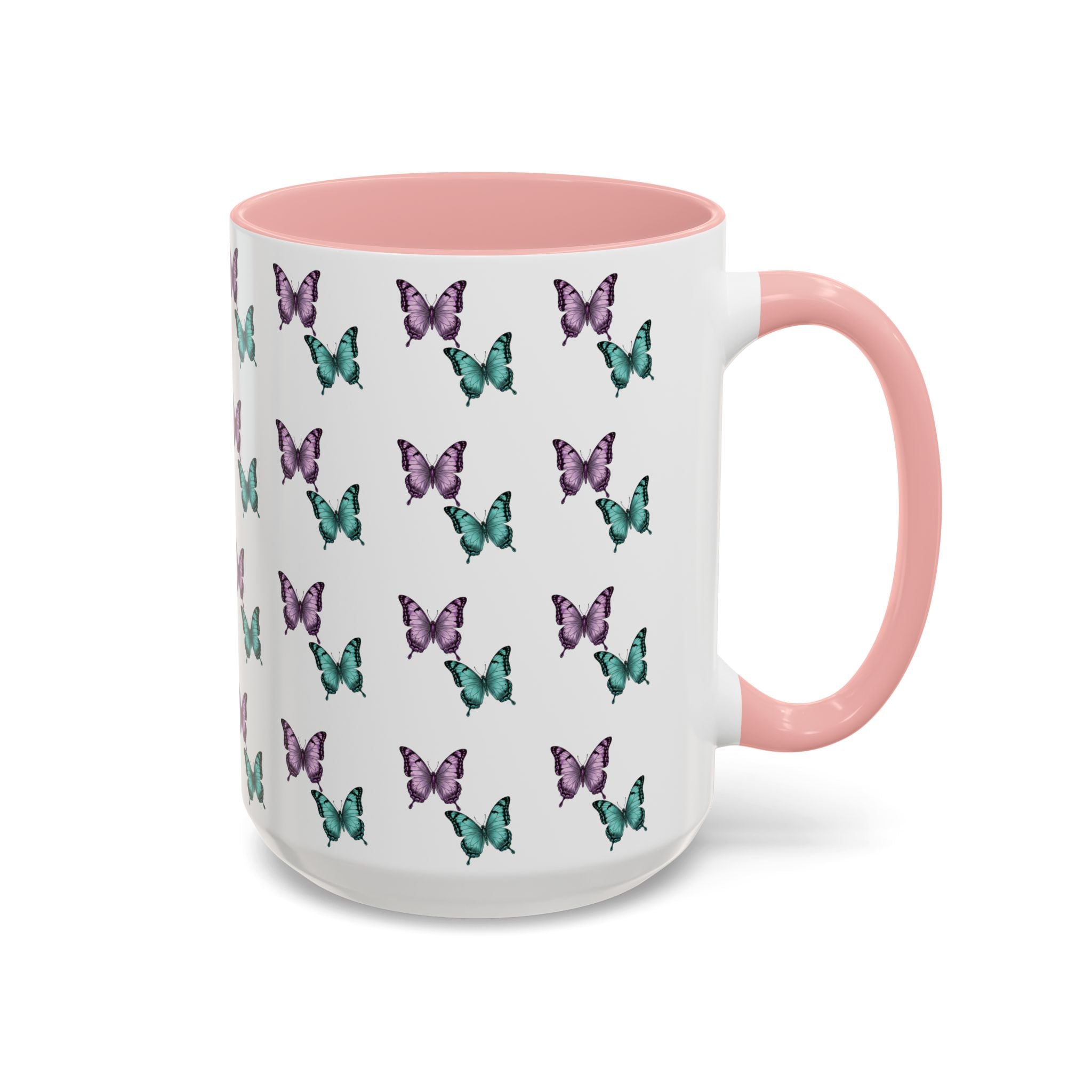 Butterfly Pattern Coffee Mug —  Purple & Turquoise Spring Ceramic Mug (11/15oz)