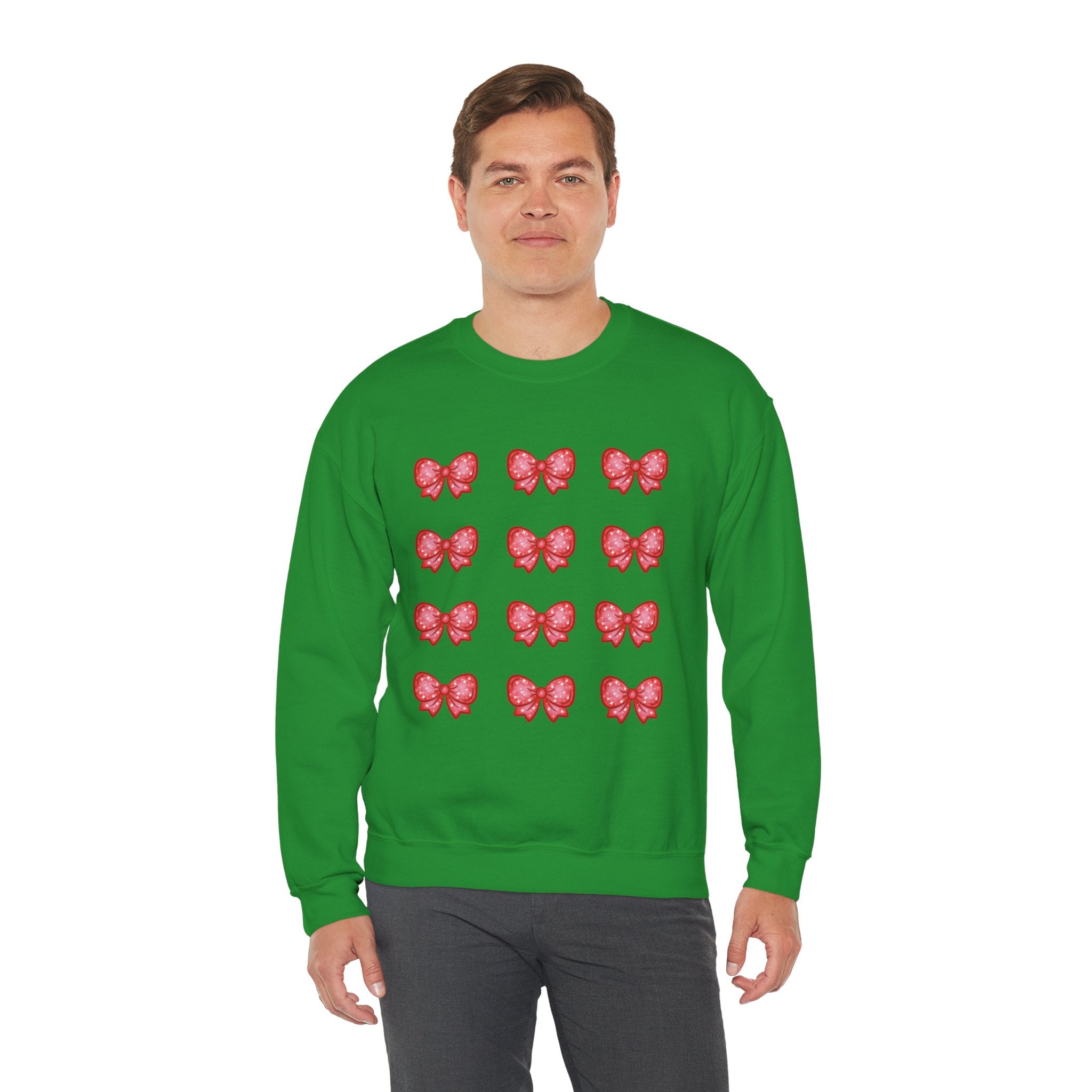 Glittery Red Bow Pattern Crewneck Sweatshirt