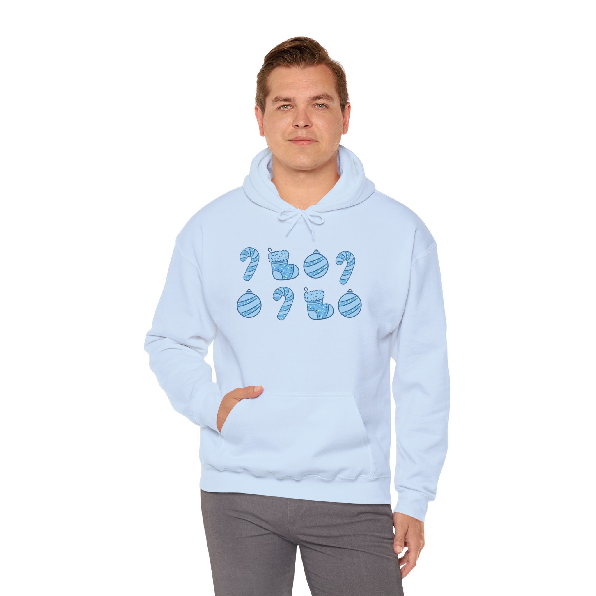 Glittery Blue Holiday Pattern Hoodie
