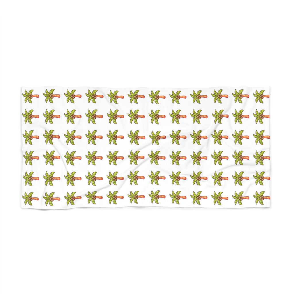 Coconut Palm Pattern Beach Towel — Tropical Summer Pool & Beach Towel - White