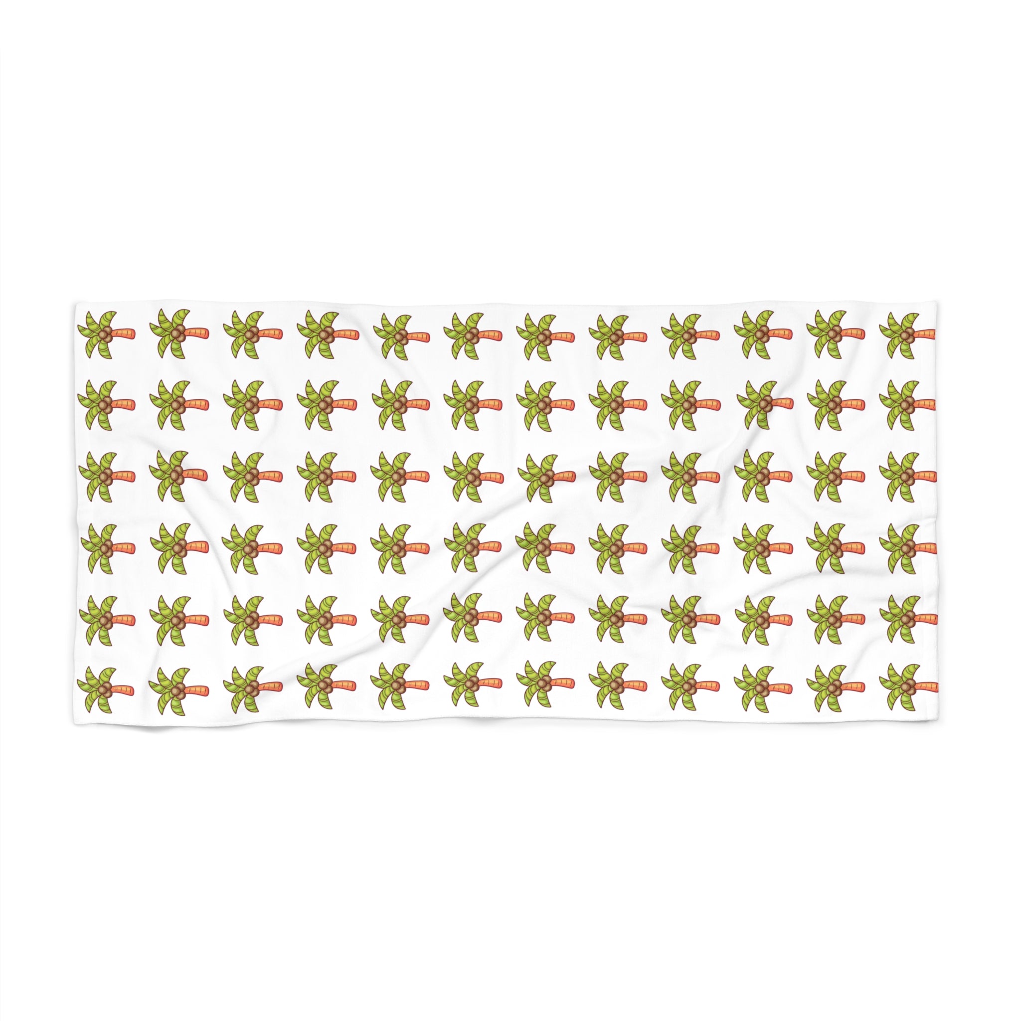 Coconut Palm Pattern Beach Towel — Tropical Summer Pool & Beach Towel - White