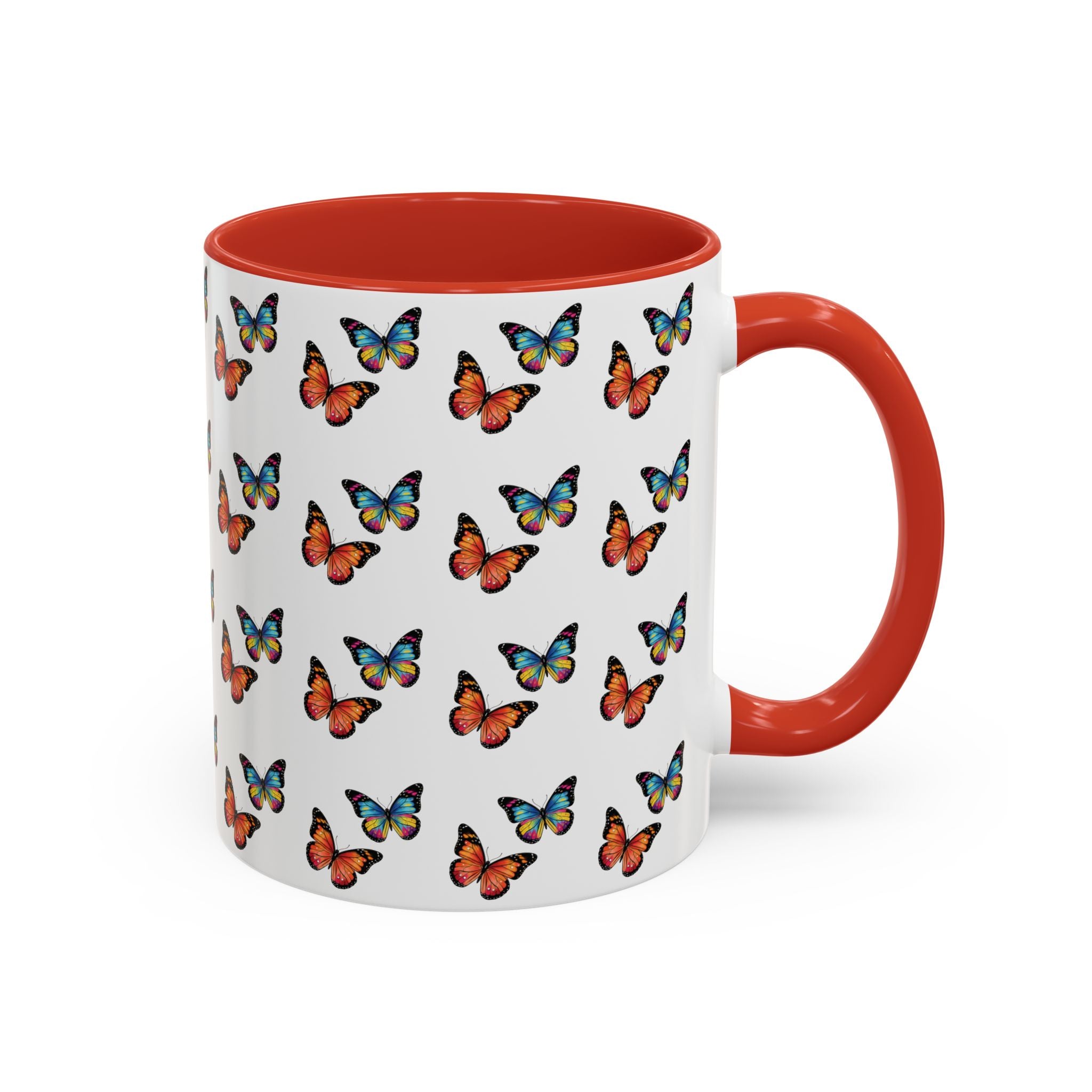 Butterfly Pattern Coffee Mug — Colorful Sunset Butterflies, 11/15oz