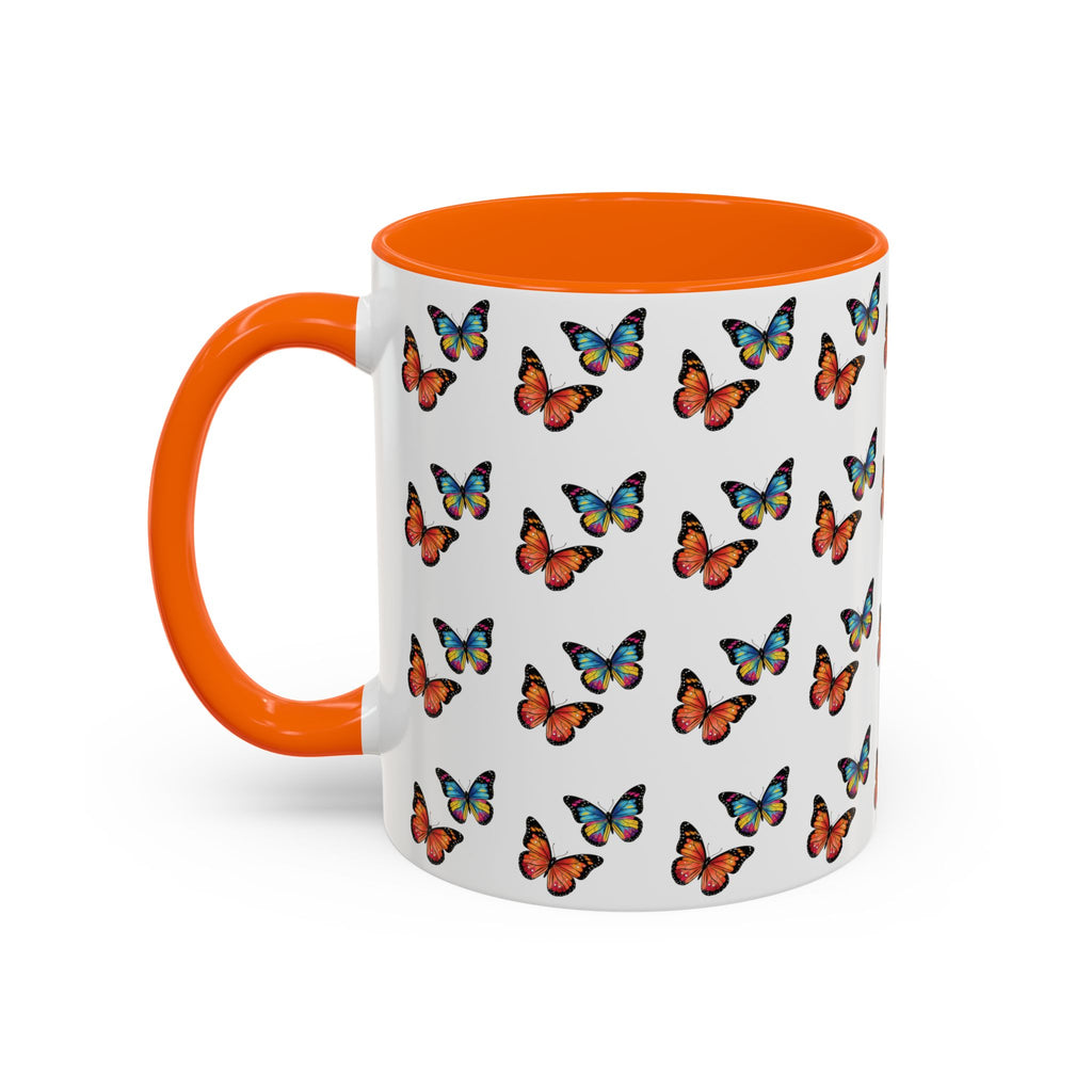 Butterfly Pattern Coffee Mug — Colorful Sunset Butterflies, 11/15oz