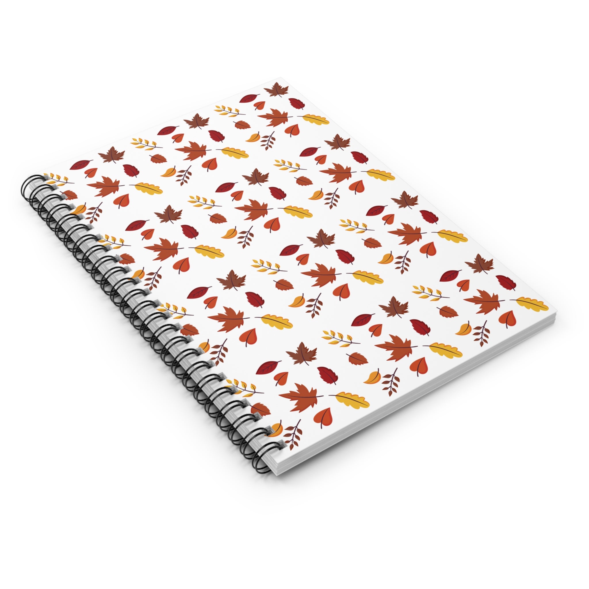 Autumn Leaves Spiral Notebook - Ruled Line White