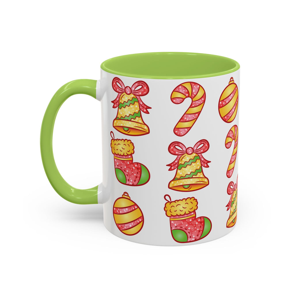 Christmas Pattern Accent Coffee Mug  (11/15oz)