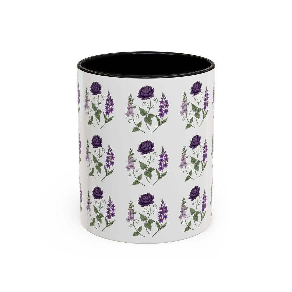 Purple Flowers Coffee Mug — Vintage Floral Cup — 11/15oz