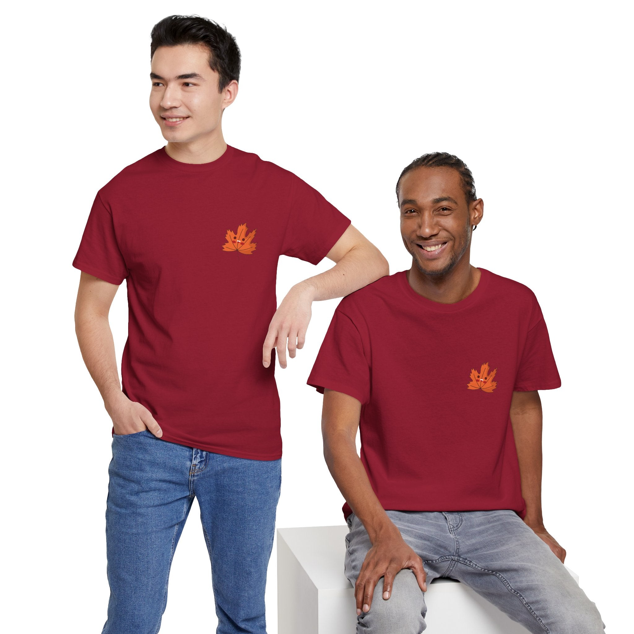 Cute Autumn Leaf Unisex Heavy Cotton Tee