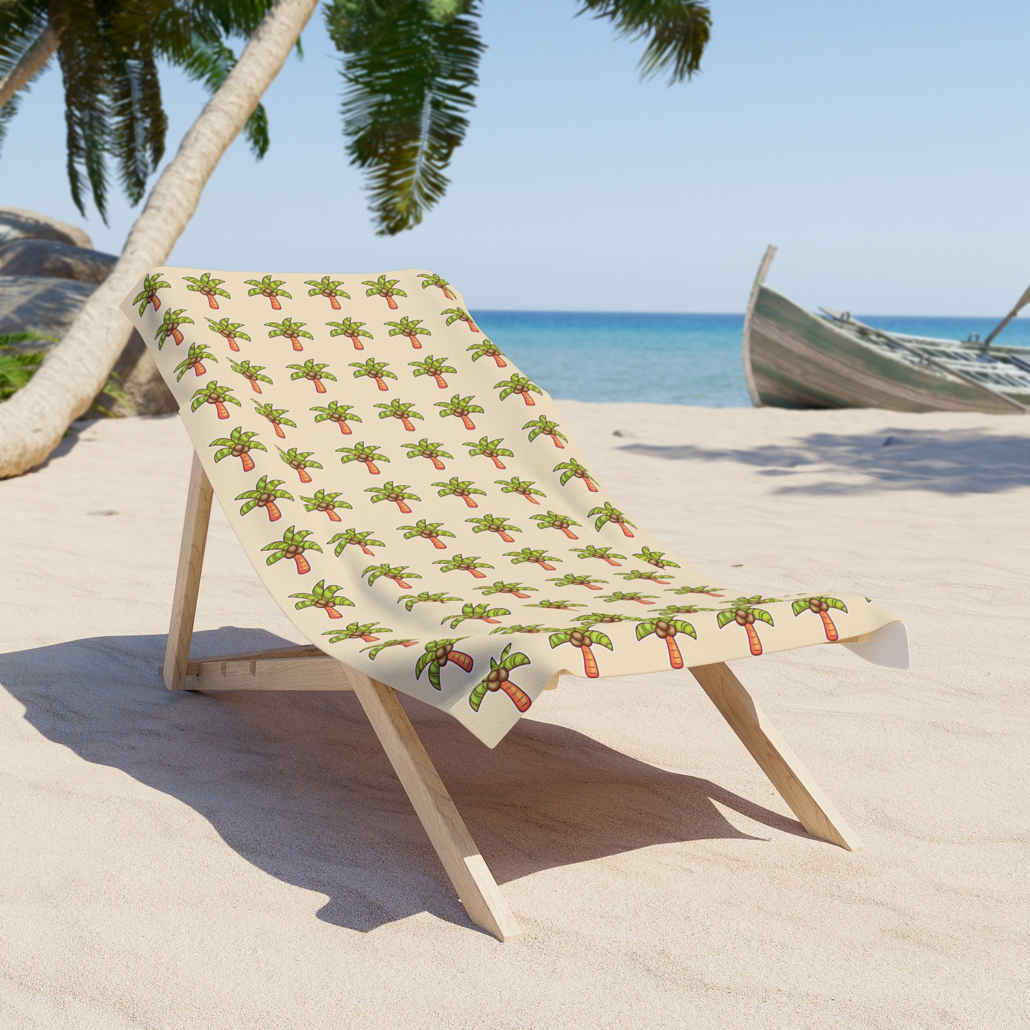 Coconut Palm Pattern Beach Towel — Tropical Summer Pool & Beach Towel - Sand