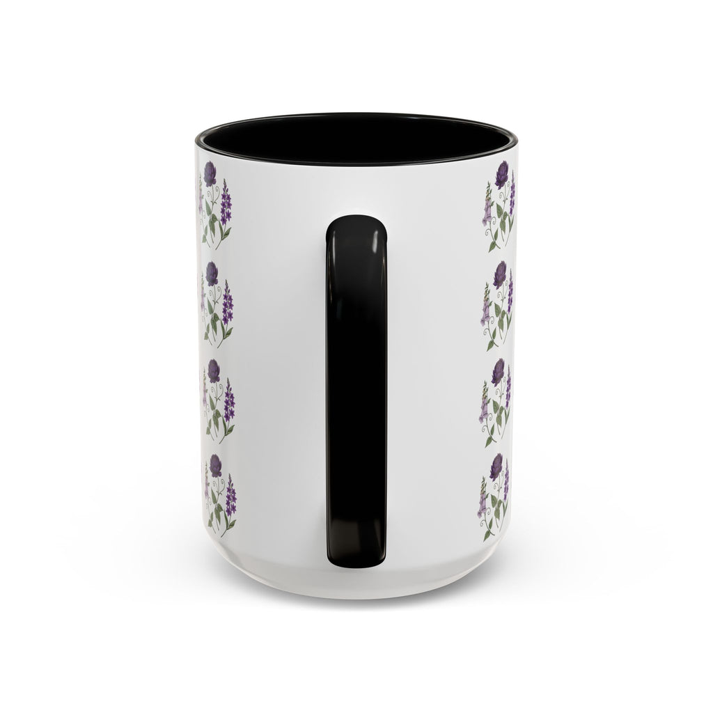 Purple Flowers Coffee Mug — Vintage Floral Cup — 11/15oz
